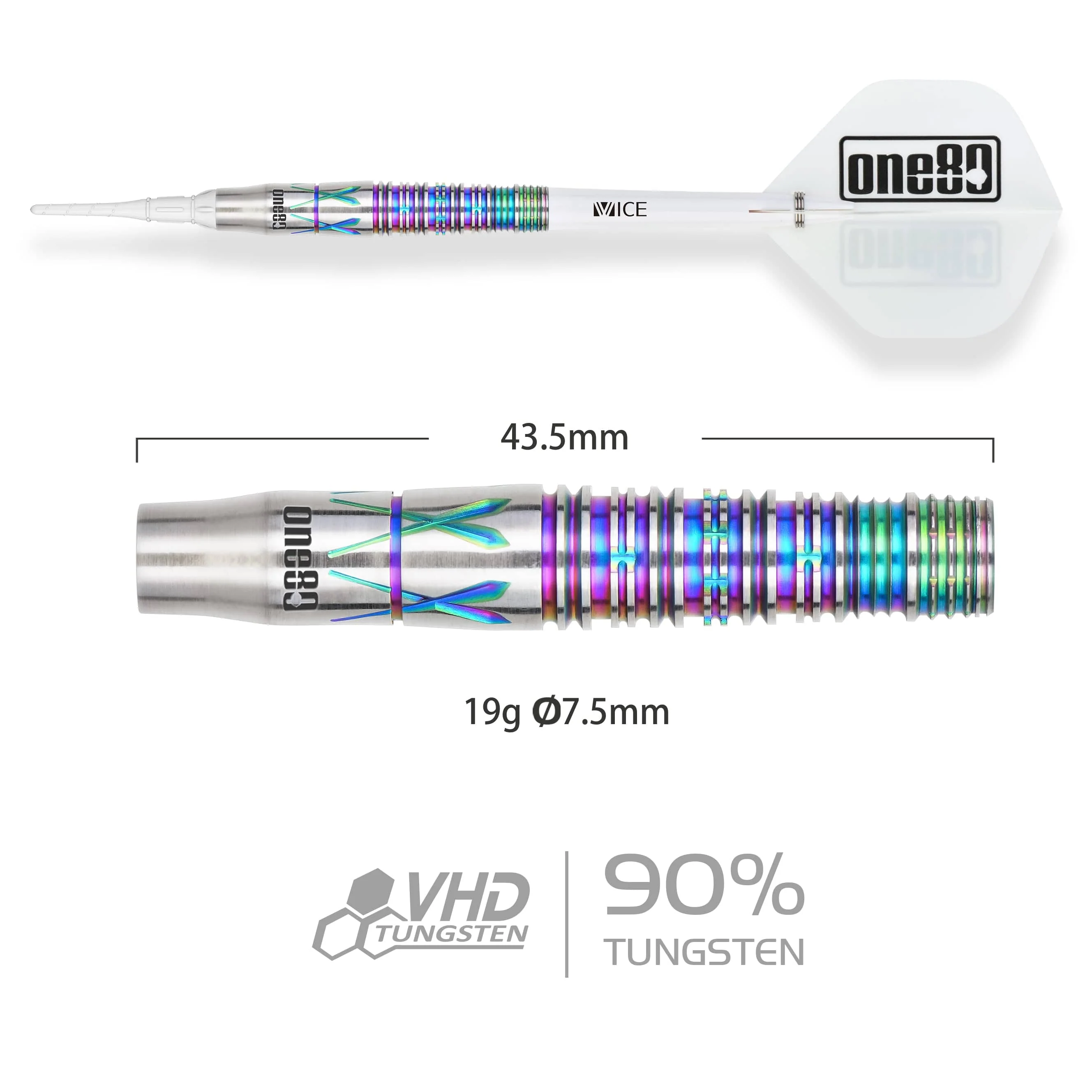 One80 Noriyuki Nakamura Darts - Soft Tip - 90% Tungsten - V4 - Rainbow - Image 2