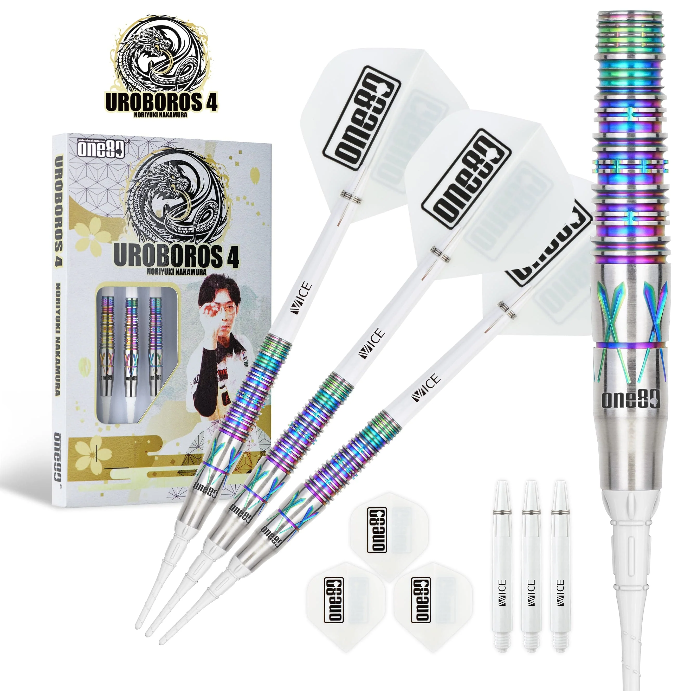 One80 Noriyuki Nakamura Darts - Soft Tip - 90% Tungsten - V4 - Rainbow - Image 3