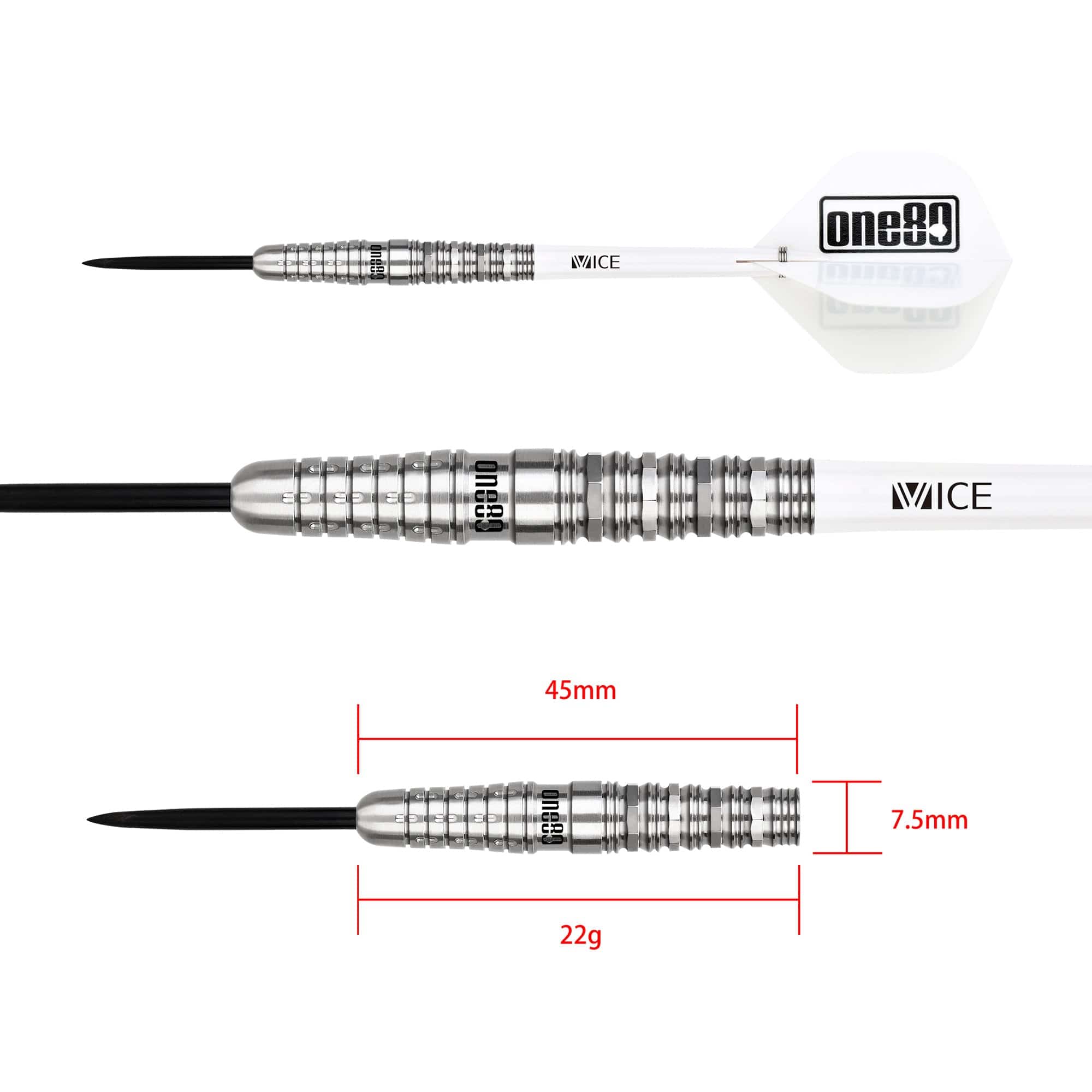 One80 Noriyuki Nakamura Darts - Steel Tip - V2 - Silver - 22g - Image 8