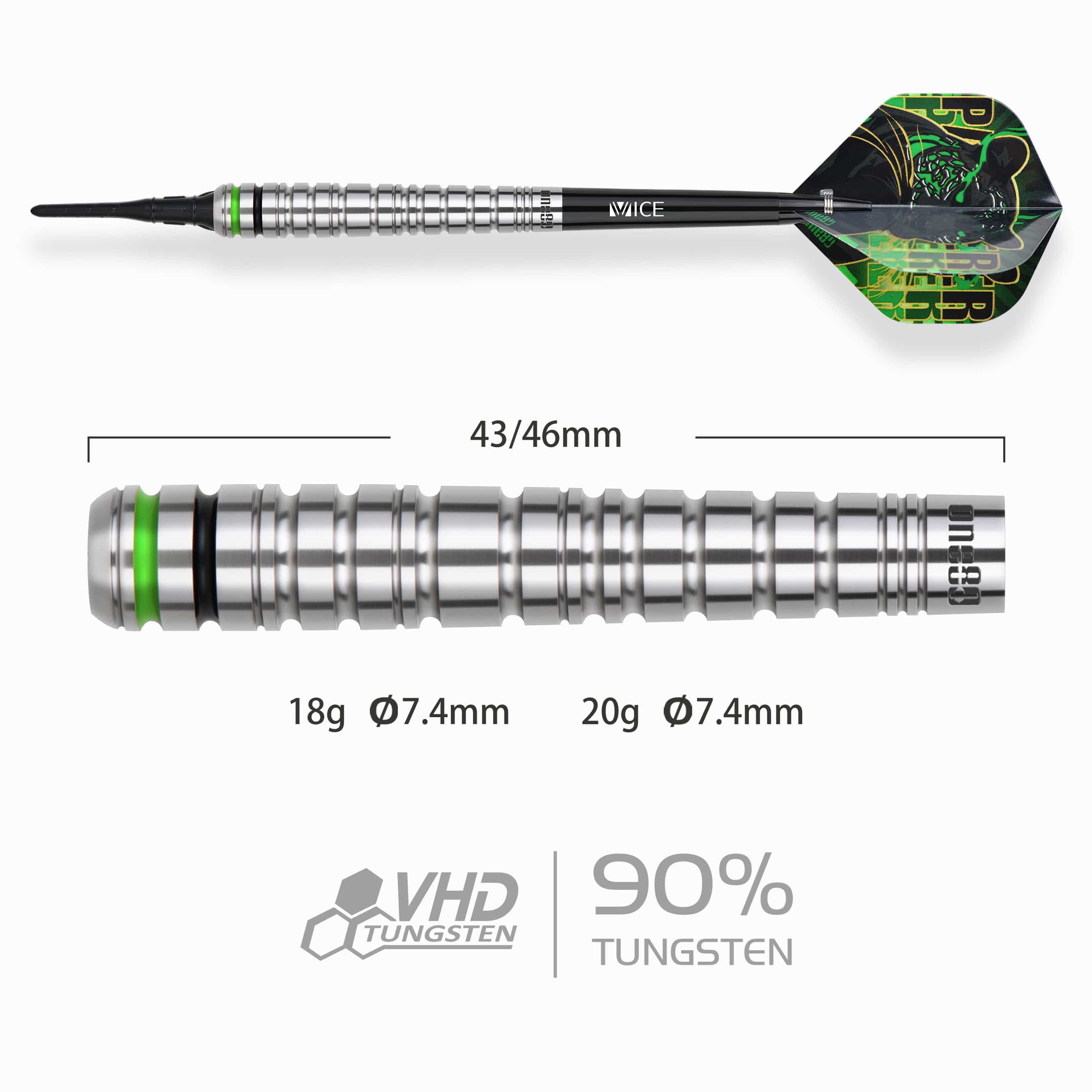 One80 Panther-C Darts - Soft Tip - 90% Tungsten - Image 2