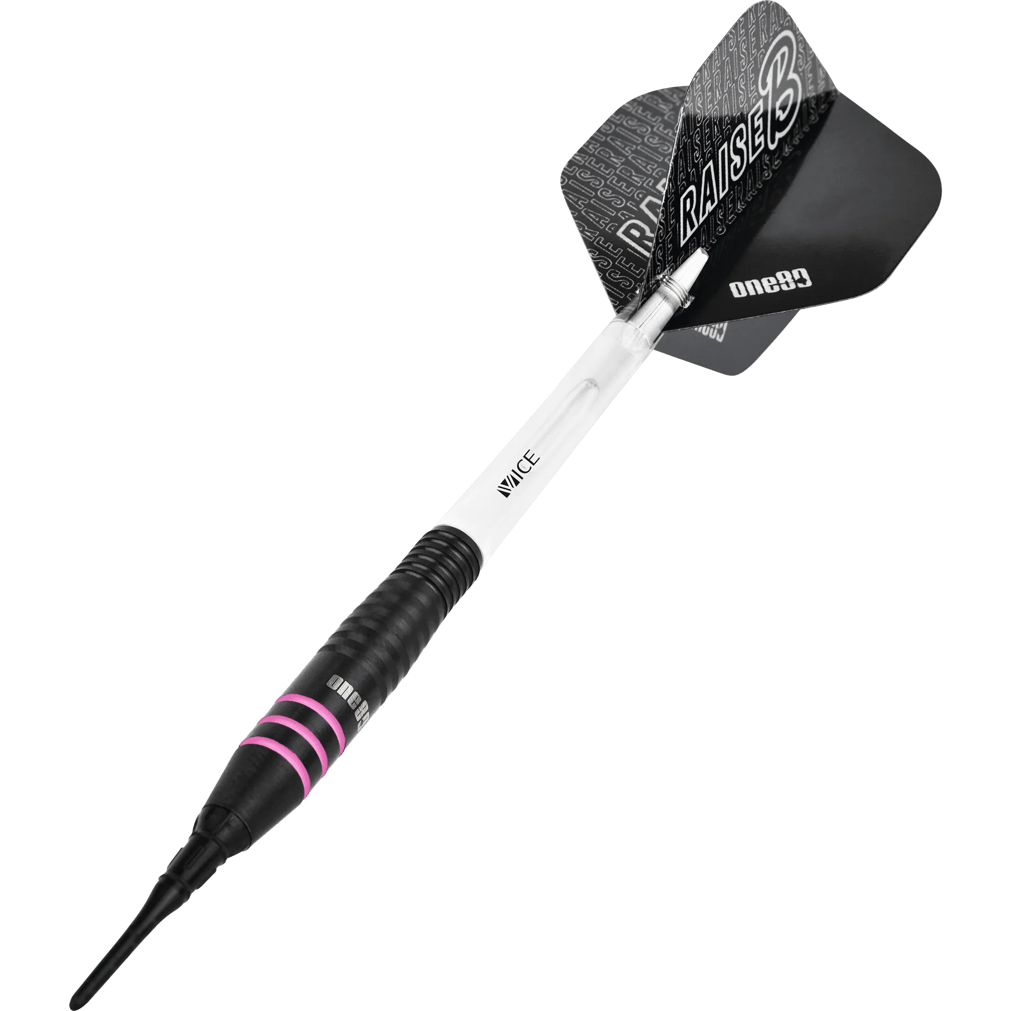 One80 Raise B Darts - Soft Tip - Black - Pink Rings - Image 2