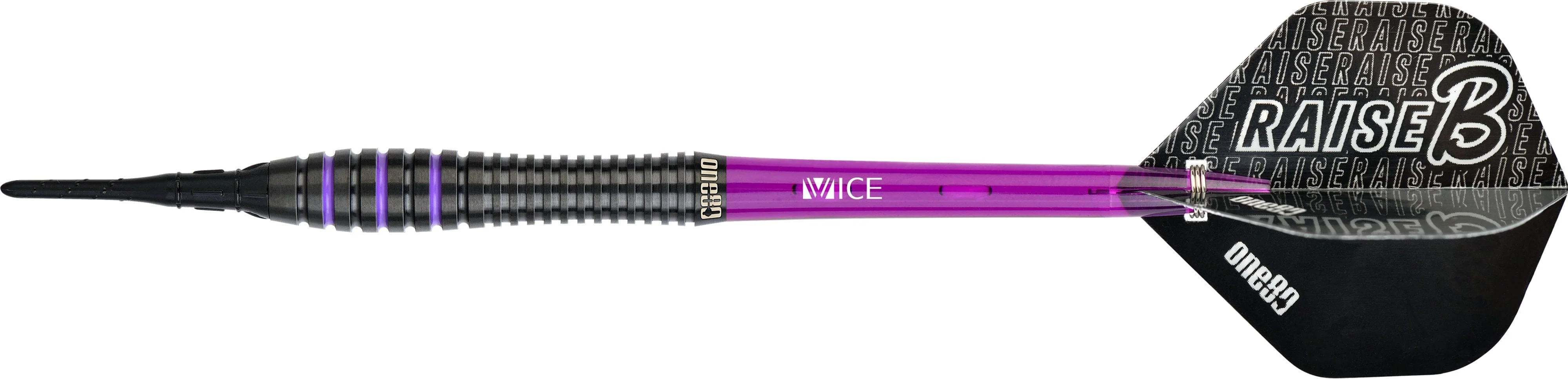 One80 Raise B Darts - Soft Tip - Black - Purple Rings - Image 4
