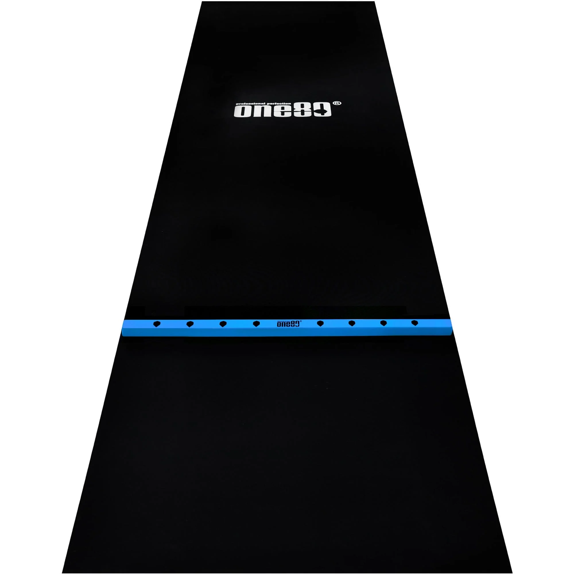 One80 Rubber Dart Mat with Oche - Floor Protection - Black - 300x90cm - Wide - Image 4