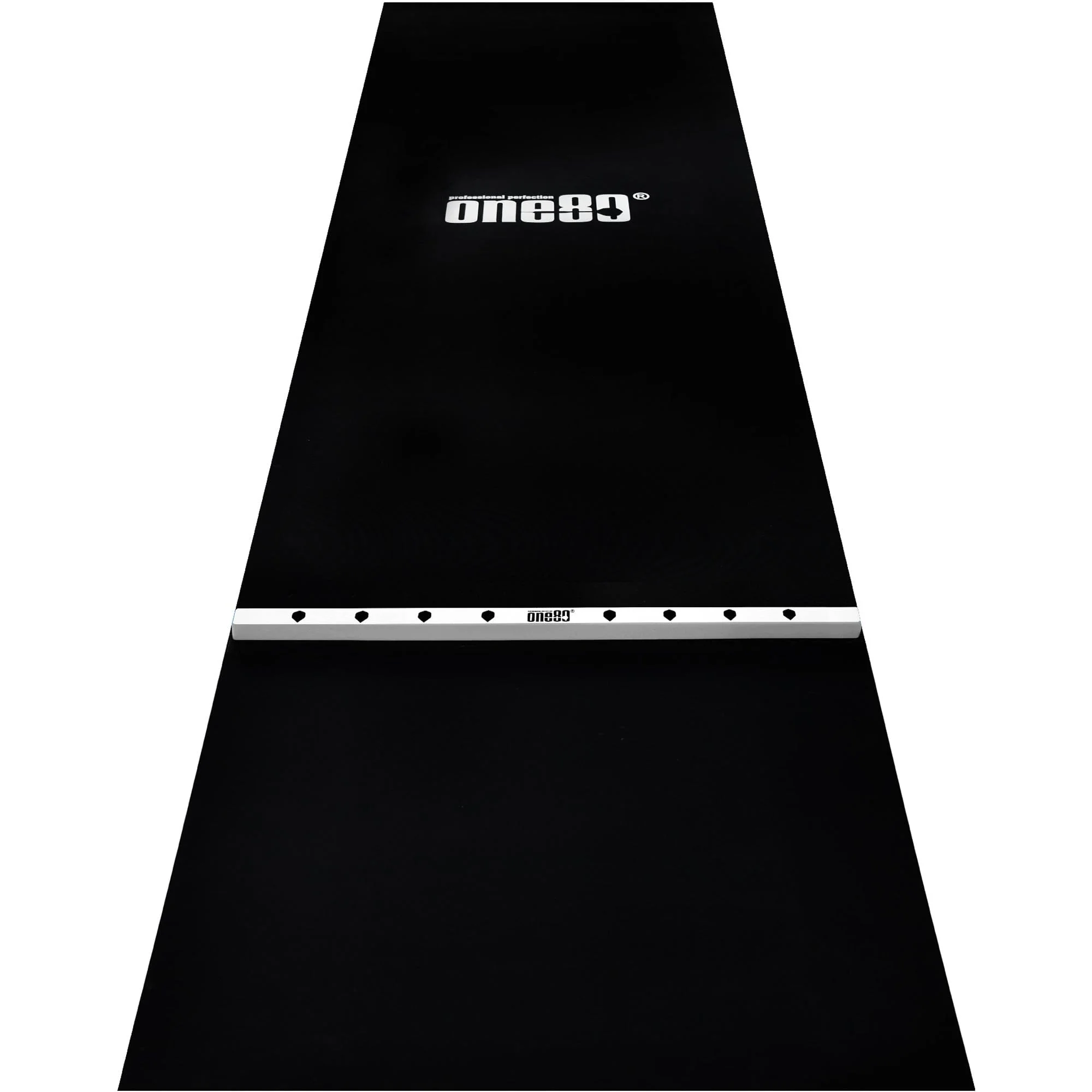 One80 Rubber Dart Mat with Oche - Floor Protection - Black - 300x90cm - Wide - Image 5