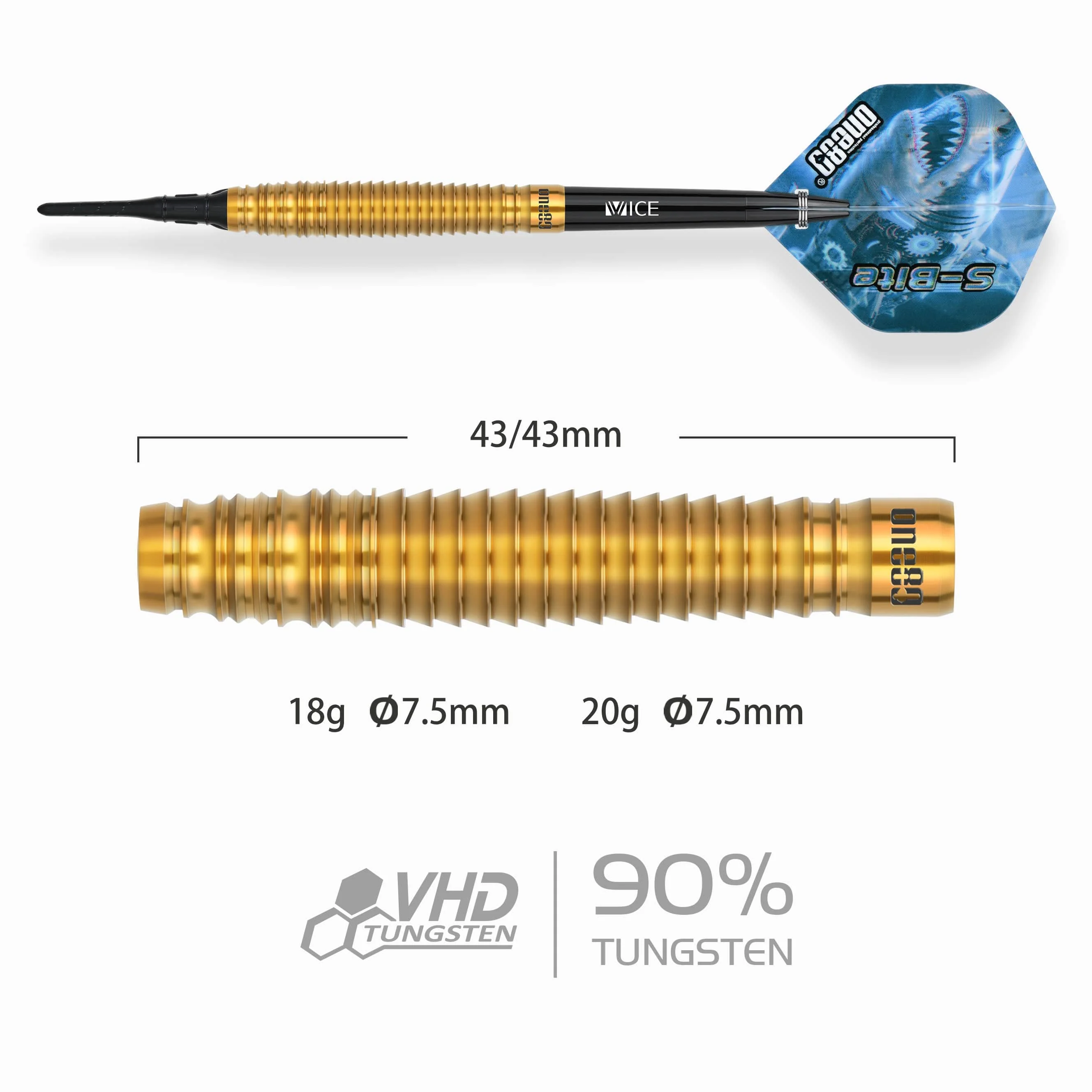One80 S-Bite Darts - Soft Tip - 90% Tungsten - S-B2 - Image 2