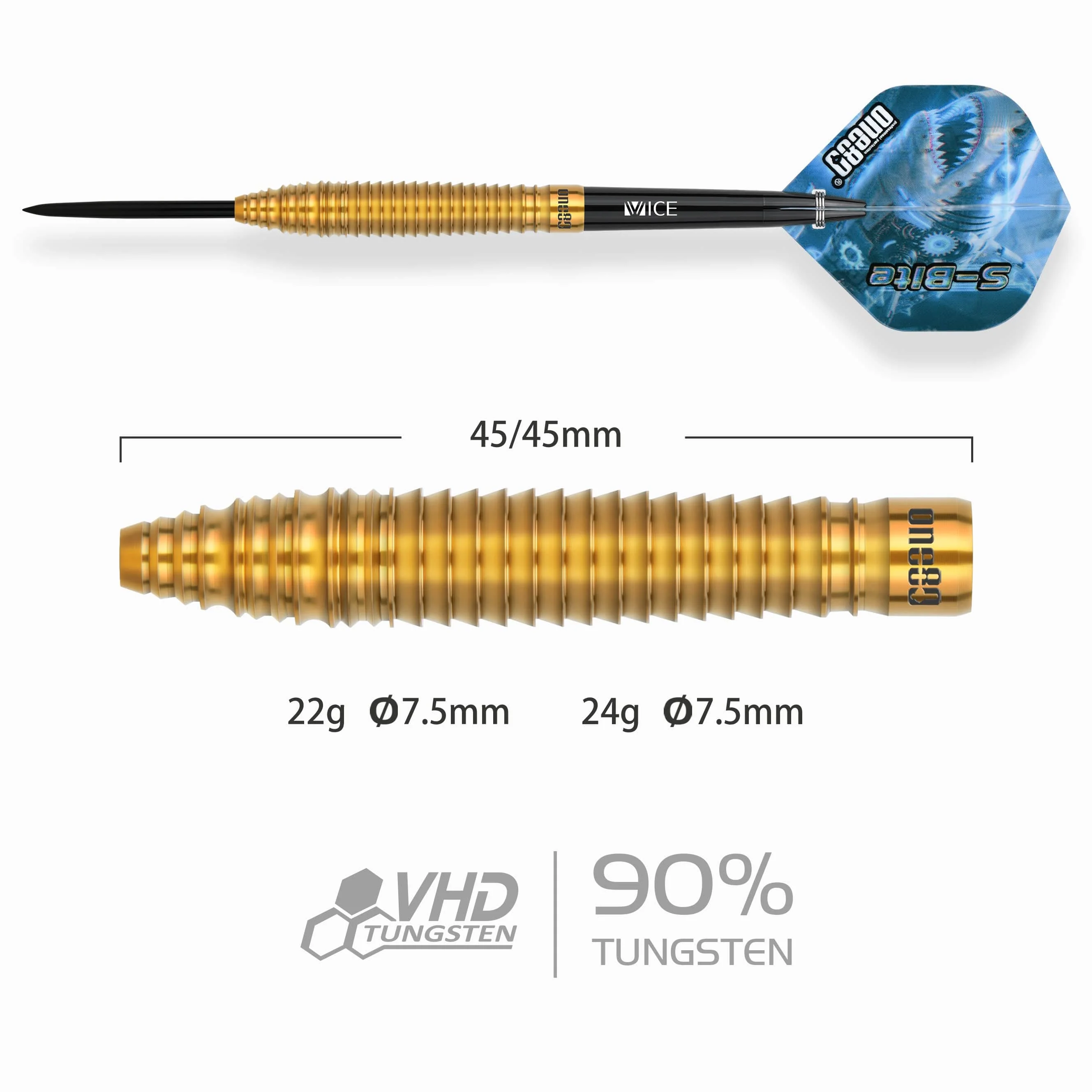 One80 S-Bite Darts - Steel Tip - 90% Tungsten - S-B2 - Image 2