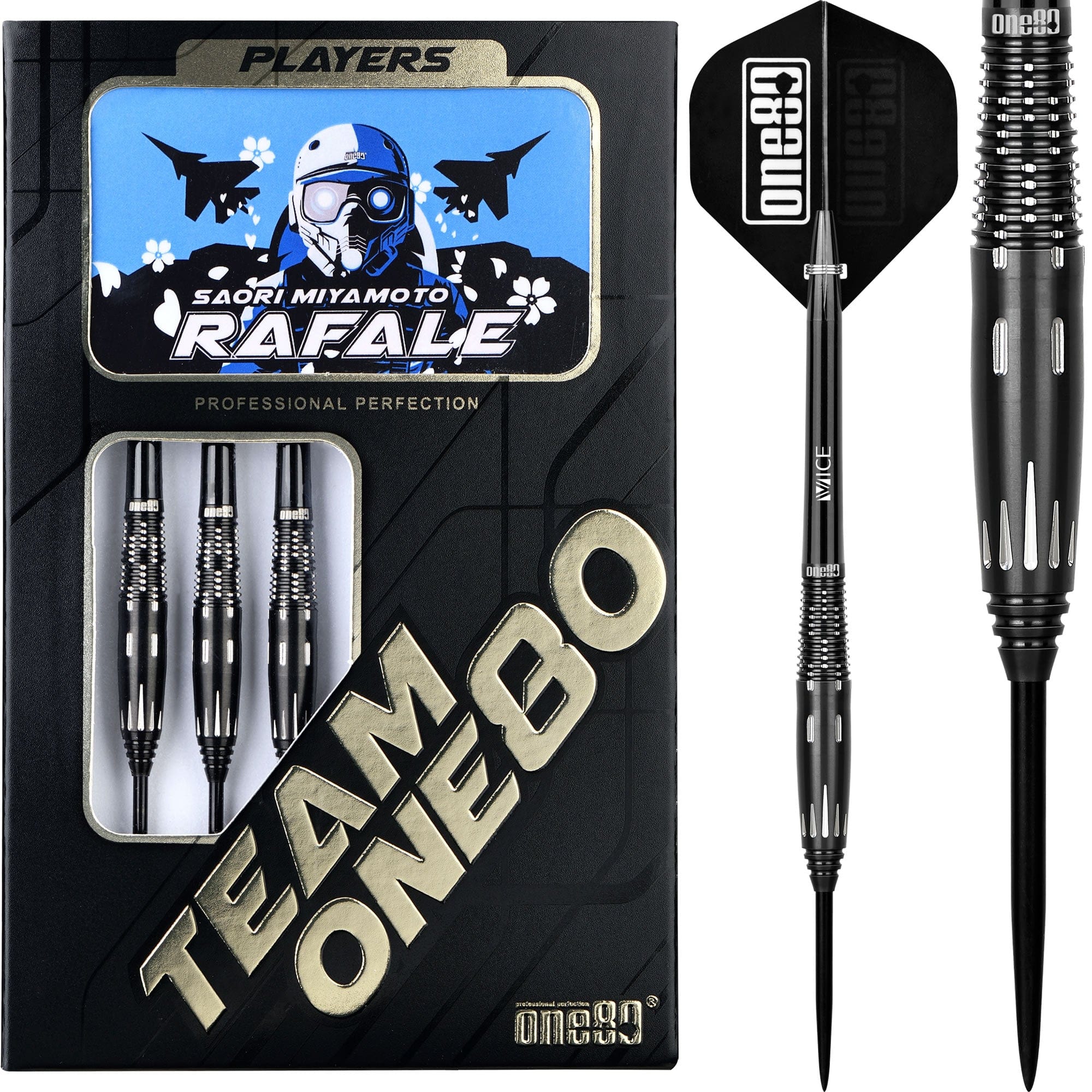 One80 Saori Miymoto Darts - Steel Tip - Rafale - Signature - Black - 21g