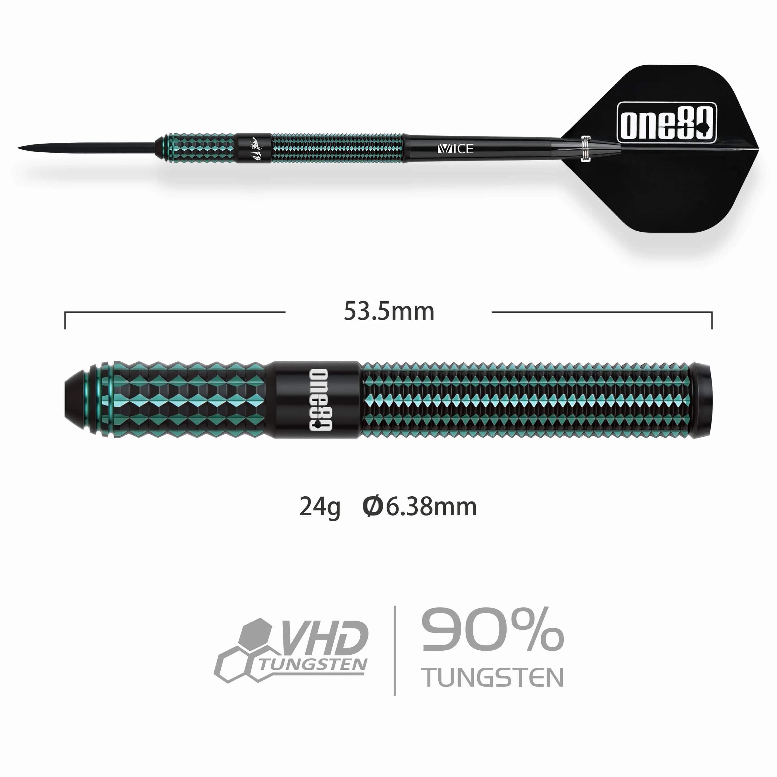 One80 Signature Darts - Steel Tip - 90% Tungsten - FB III - Turquoise - Image 2
