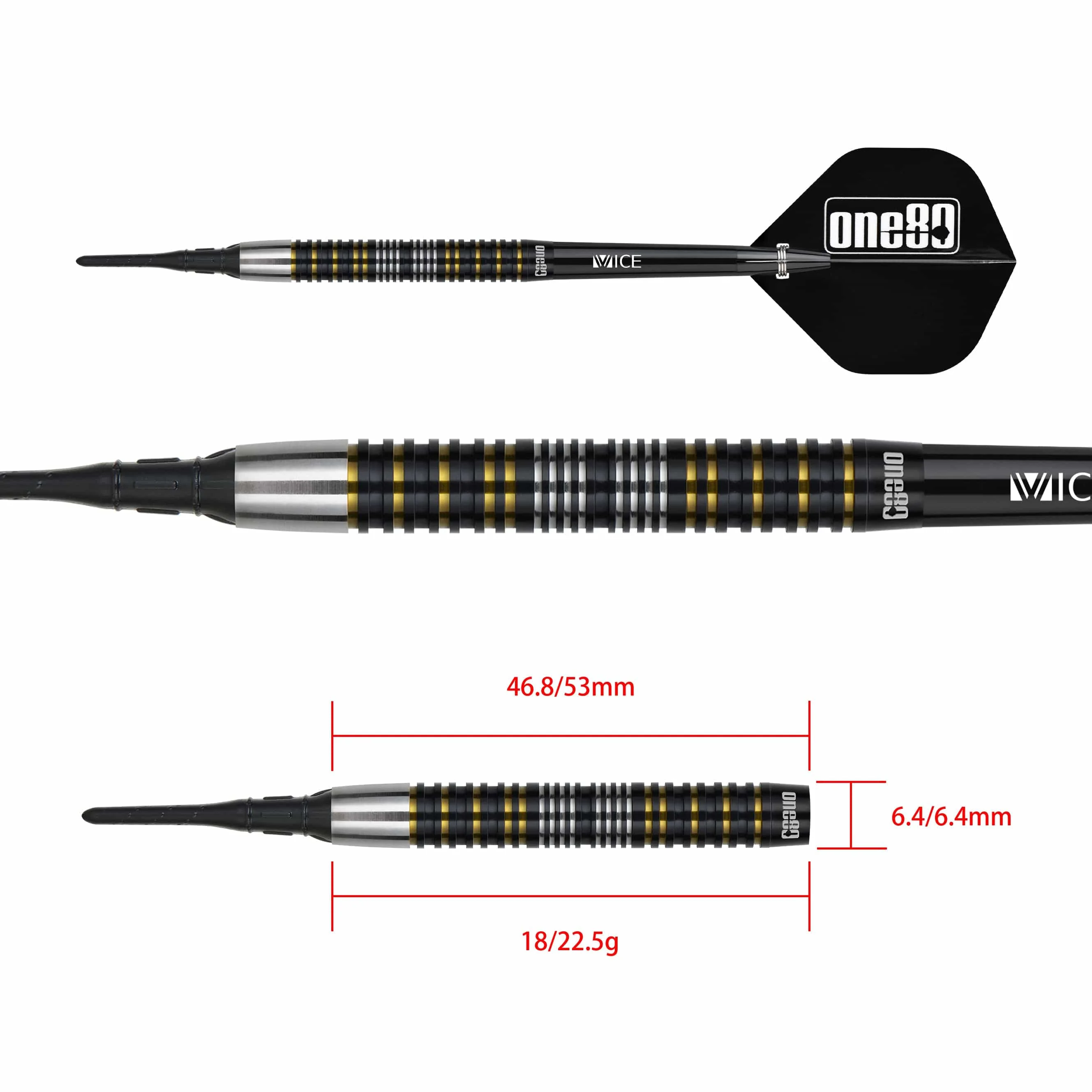 One80 Tengku Shah Darts - Soft Tip - 90% Tungsten - 18g - Image 2