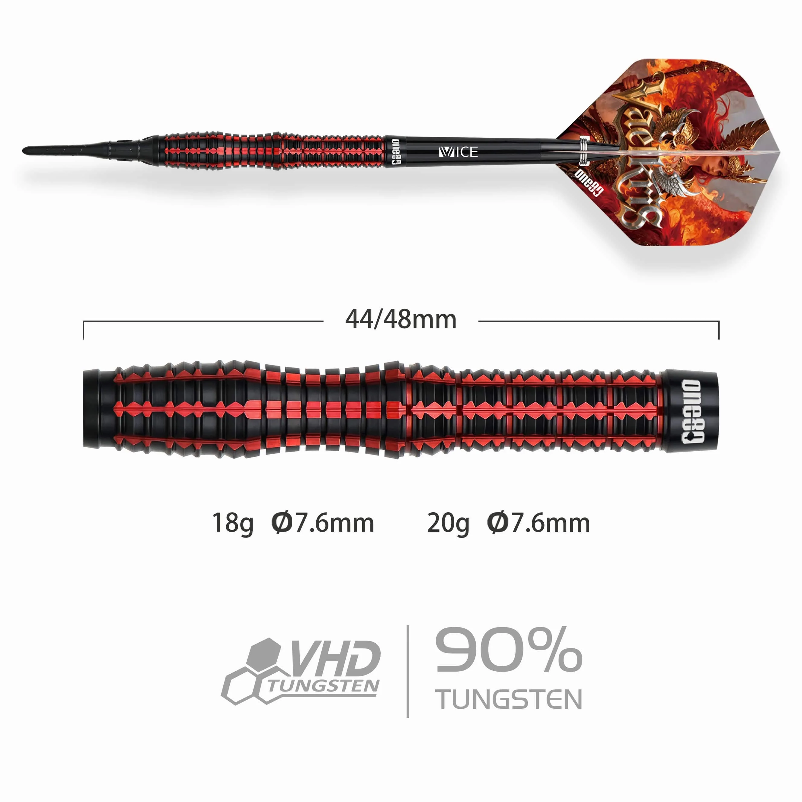 One80 Vaelkris Darts - Soft Tip - 90% Tungsten - V02 - 18g - Image 2