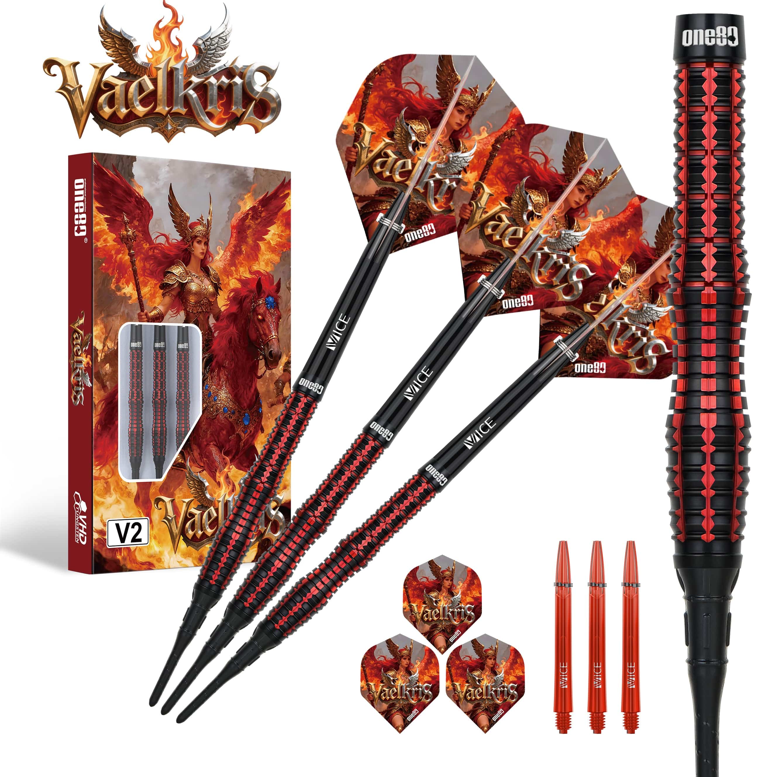 One80 Vaelkris Darts - Soft Tip - 90% Tungsten - V02 - 18g - Image 3