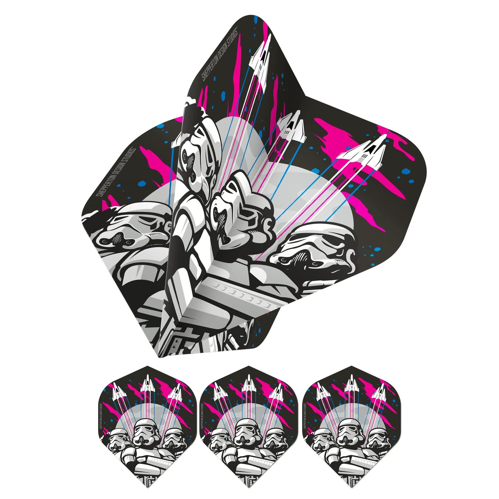 Original StormTrooper Dart Flights - Official Licensed - No2 - Std - 3 Storm Troopers & 3 Space Crafts - Image 5