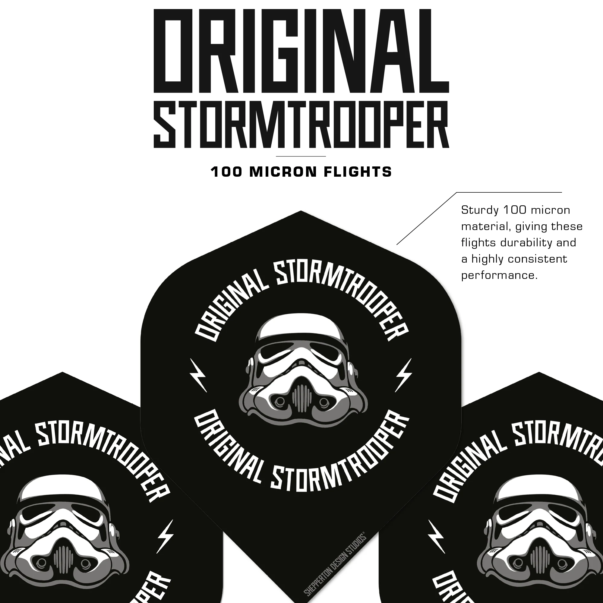 Original StormTrooper Dart Flights - Official Licensed - No2 - Std - Storm Trooper - Logo on Black - Image 3