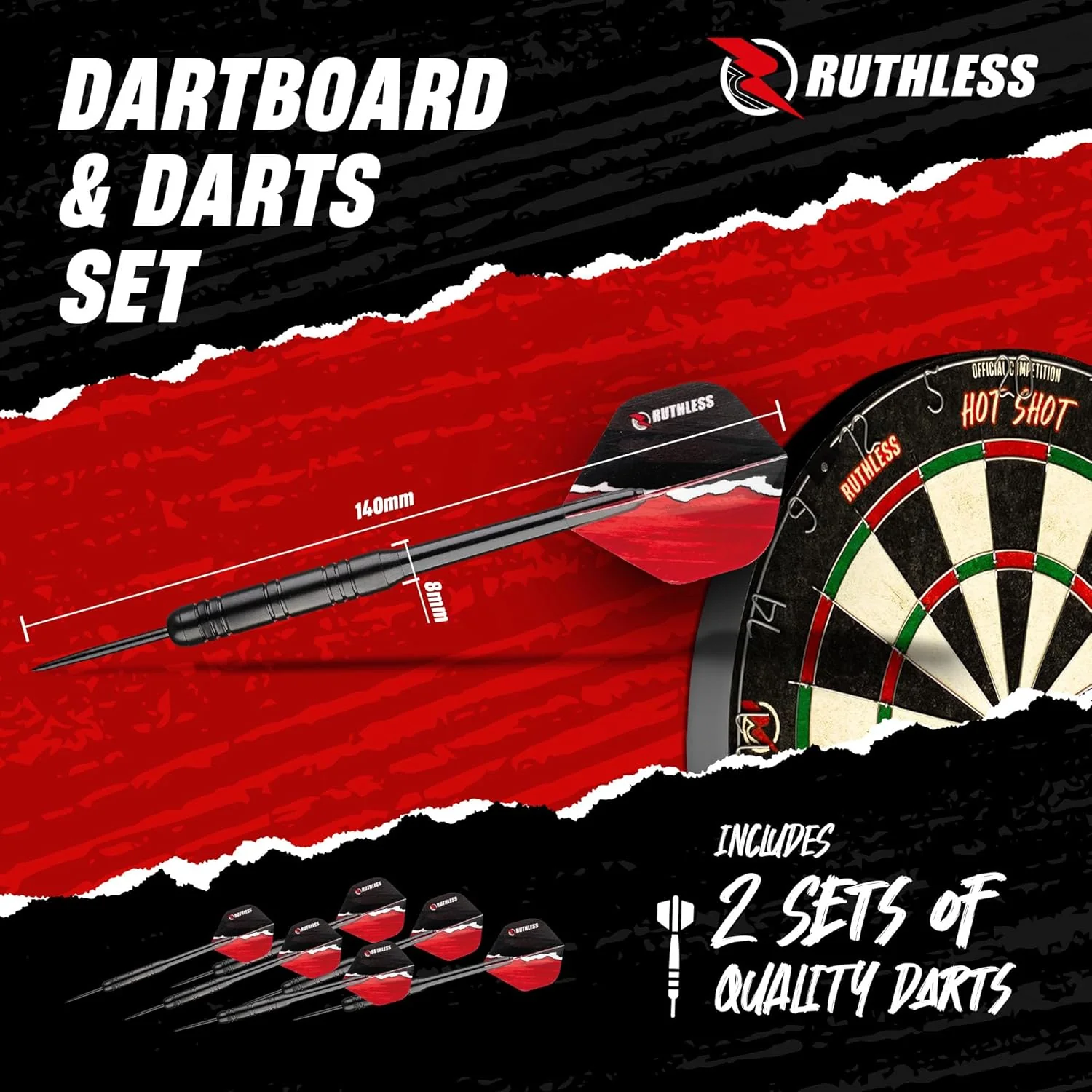 Ruthless Animal Home Darts Centre - Hotshot Dartboard in Cabinet - Gorilla - Image 4