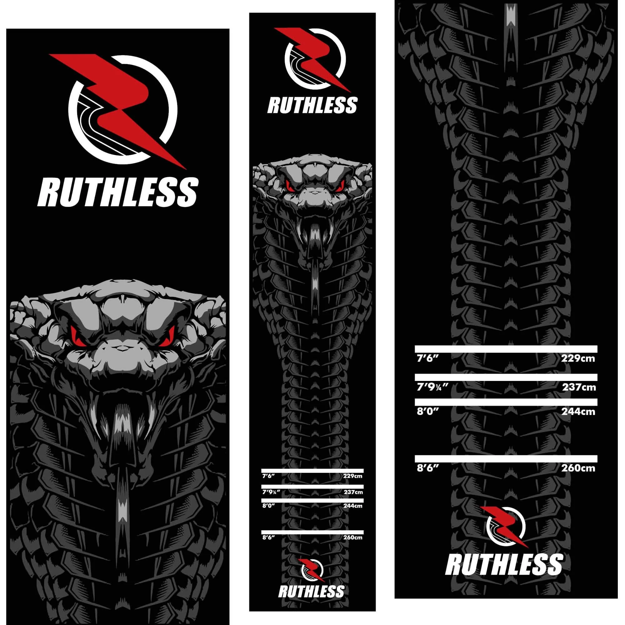 Ruthless Cobra Dart Mat - Carpet Mat - 290 cm x 60cm - Black & Grey - Image 12