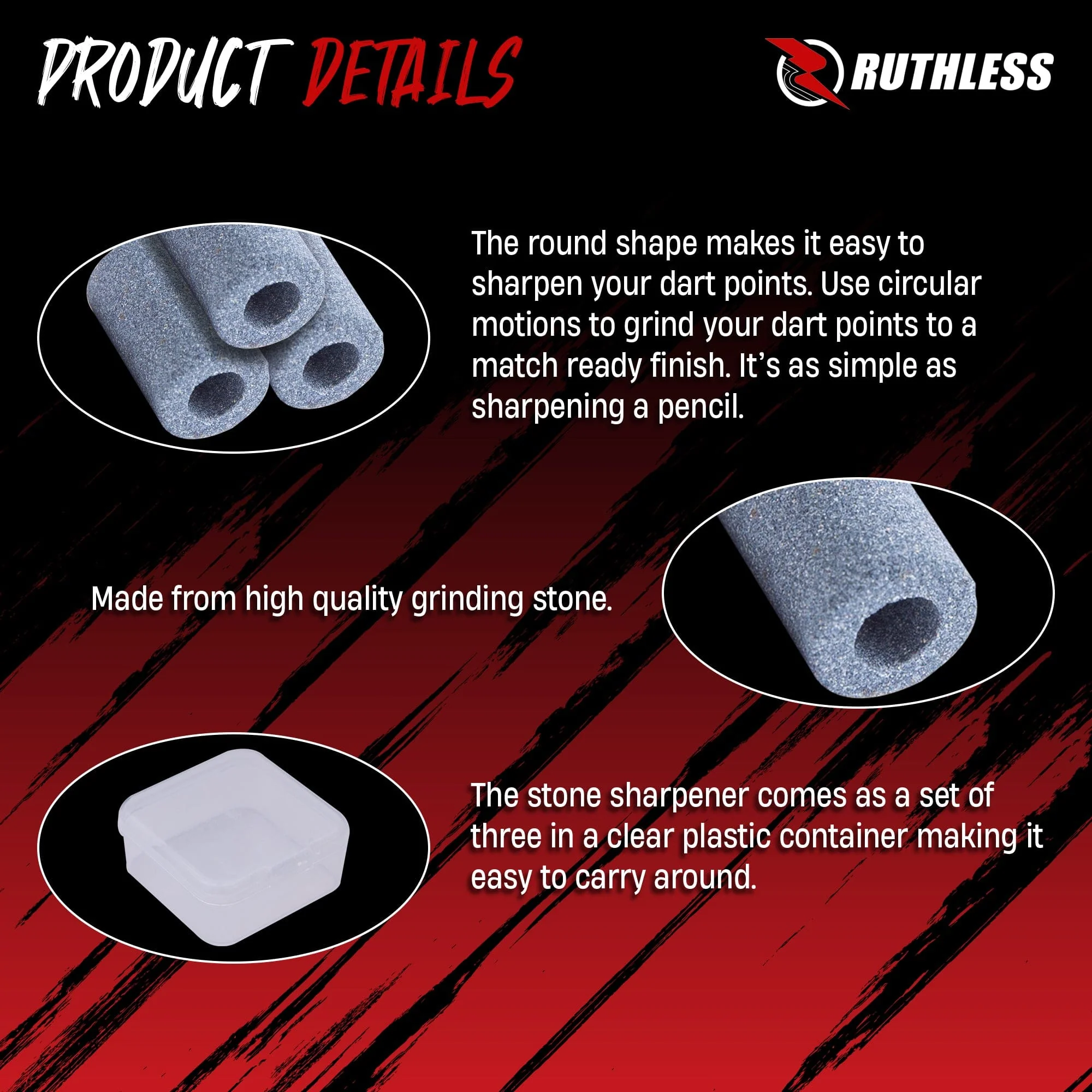 Ruthless Dart Sharpener - Mini Round Stone - Value Pack - 3 Pieces - Image 4