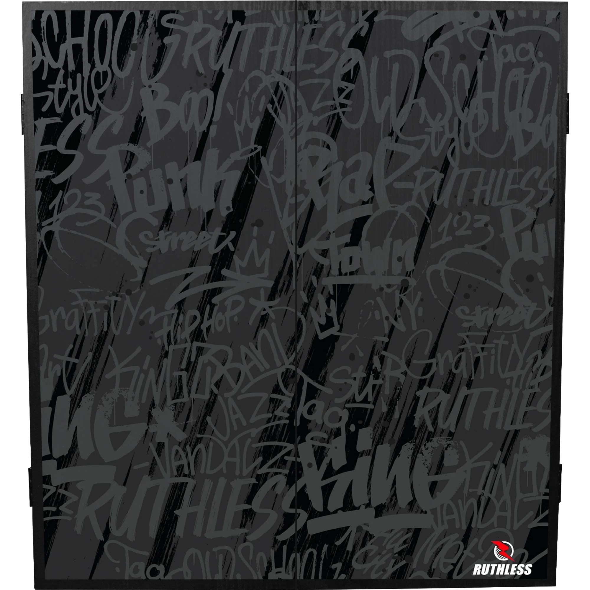 Ruthless Dartboard Cabinet - Square Design - Graffiti Grey