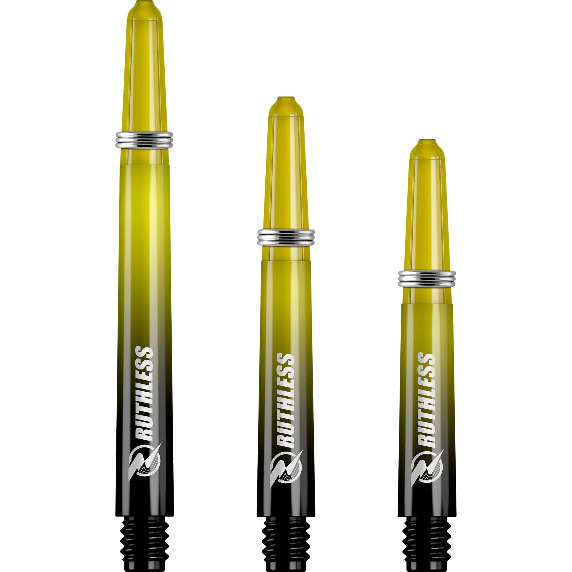 Ruthless Deflectagrip Dart Shafts - Two Tone - Polycarbonate Stems with Springs - Yellow