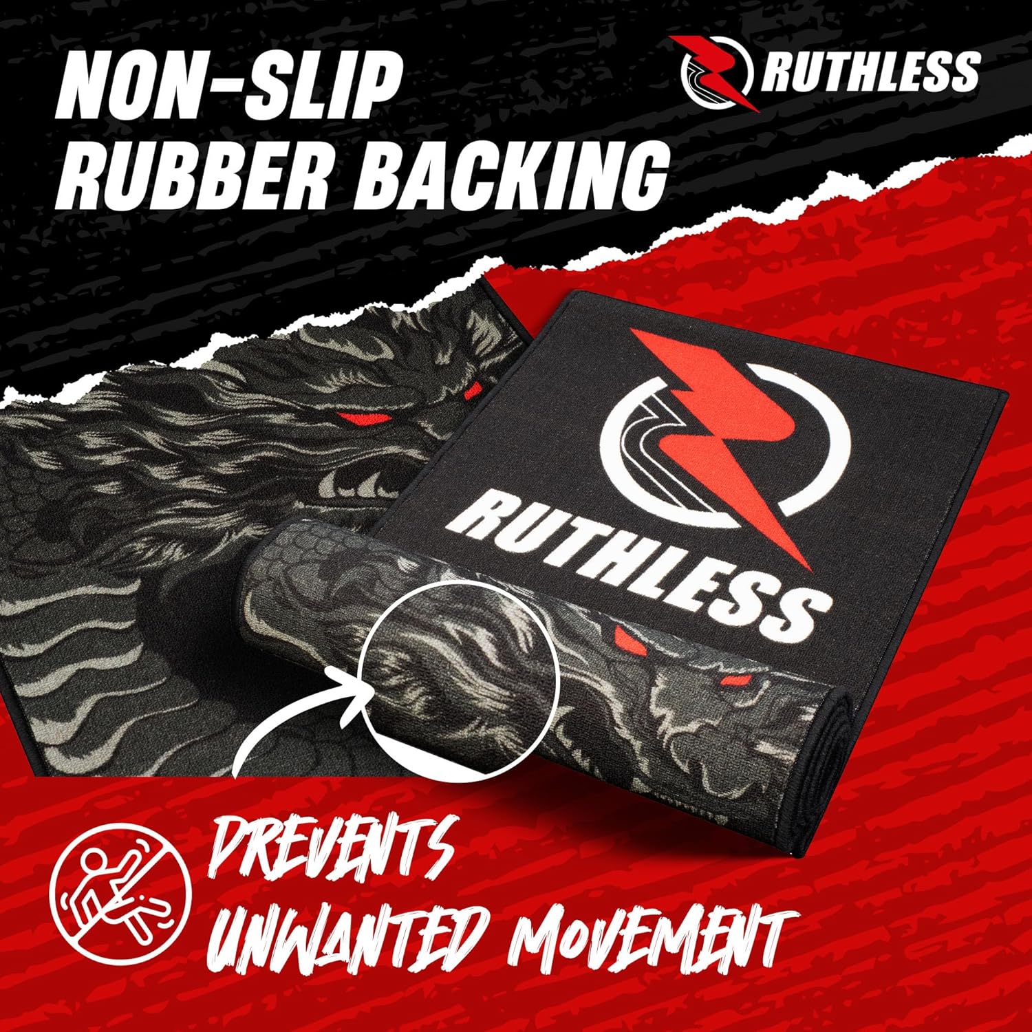 Ruthless Dragon Dart Mat - Carpet Mat - 290cm x 60cm - Black & Grey - Image 4