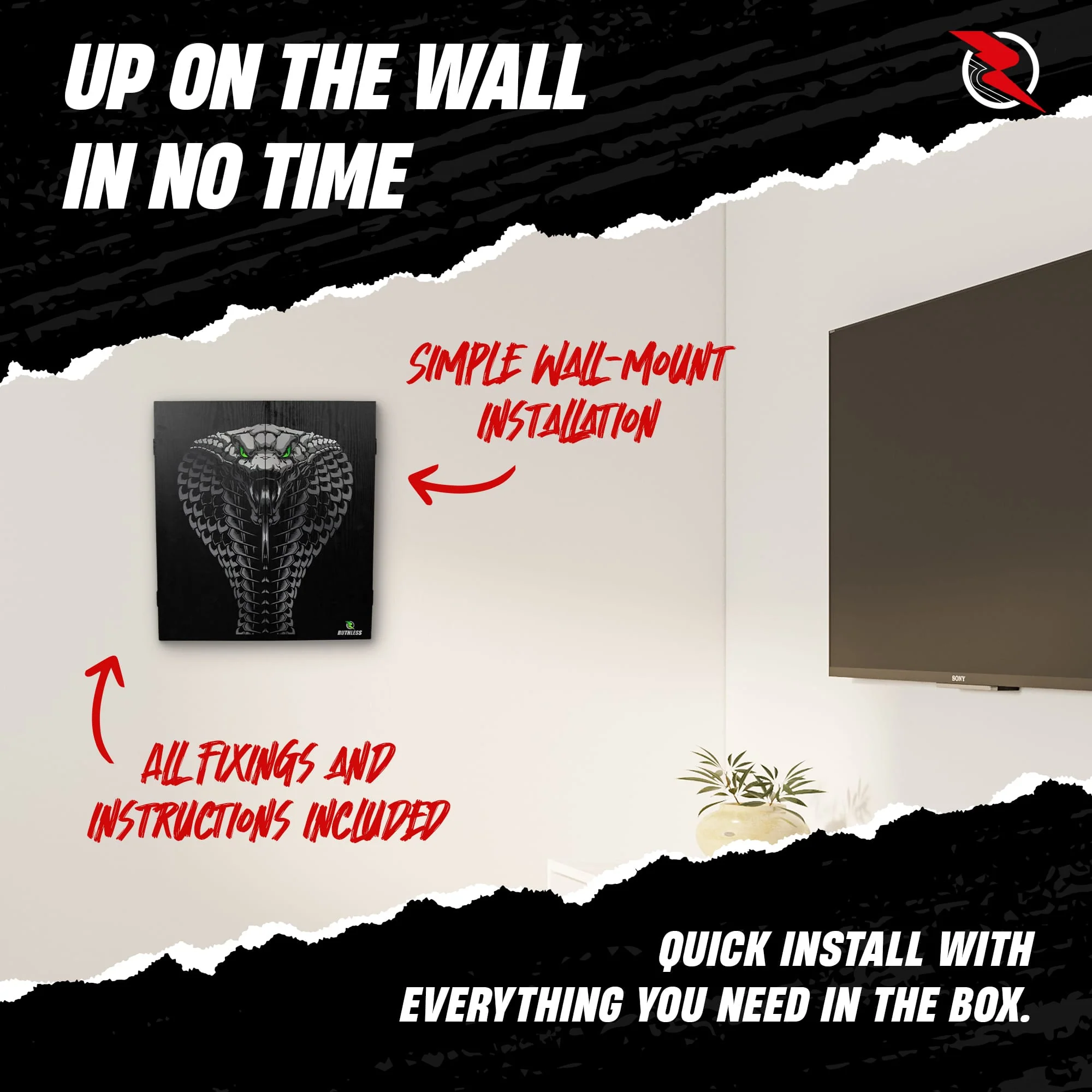 Ruthless Home Darts Centre - Cabinet with USB Light - Cobra - Image 6