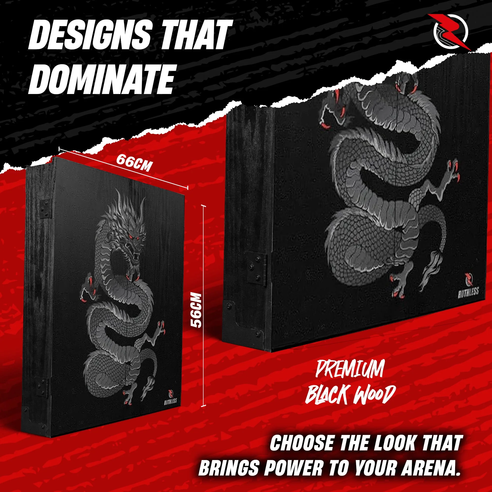 Ruthless Home Darts Centre - Cabinet with USB Light - Dragon - Image 5