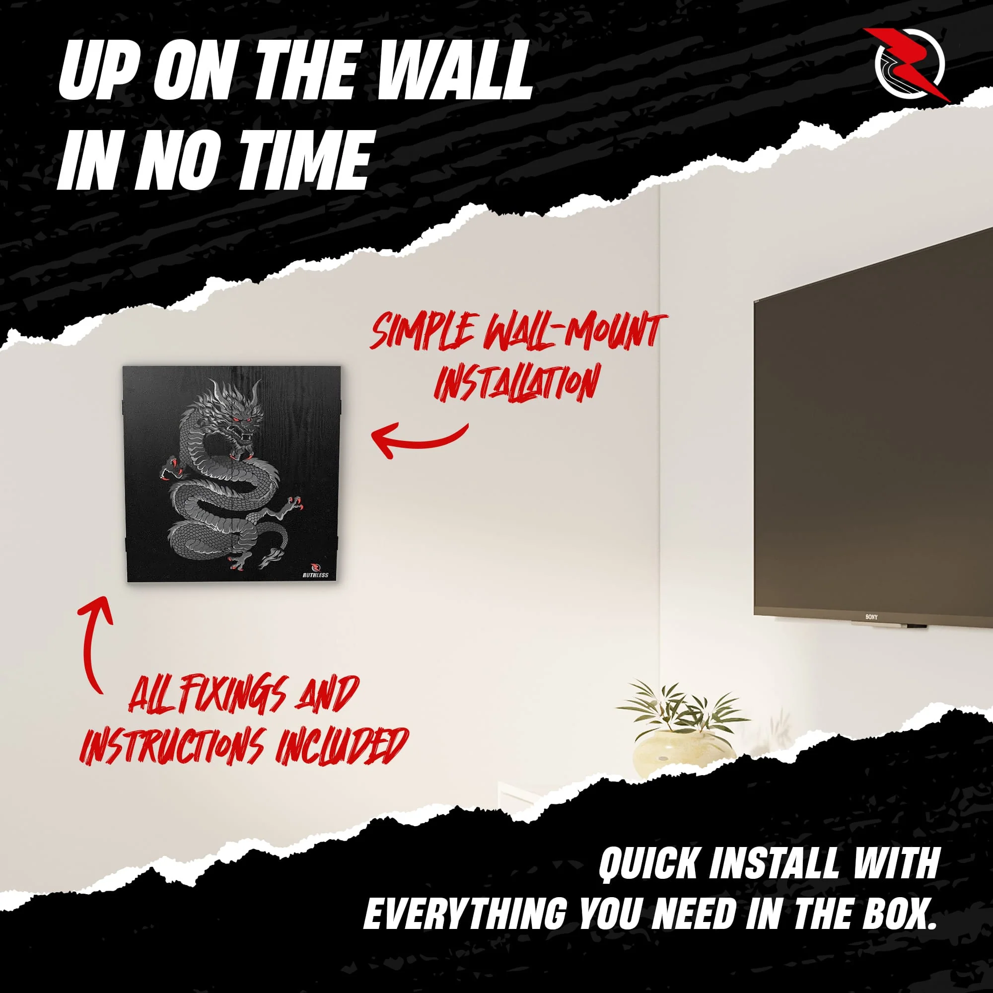 Ruthless Home Darts Centre - Cabinet with USB Light - Dragon - Image 6