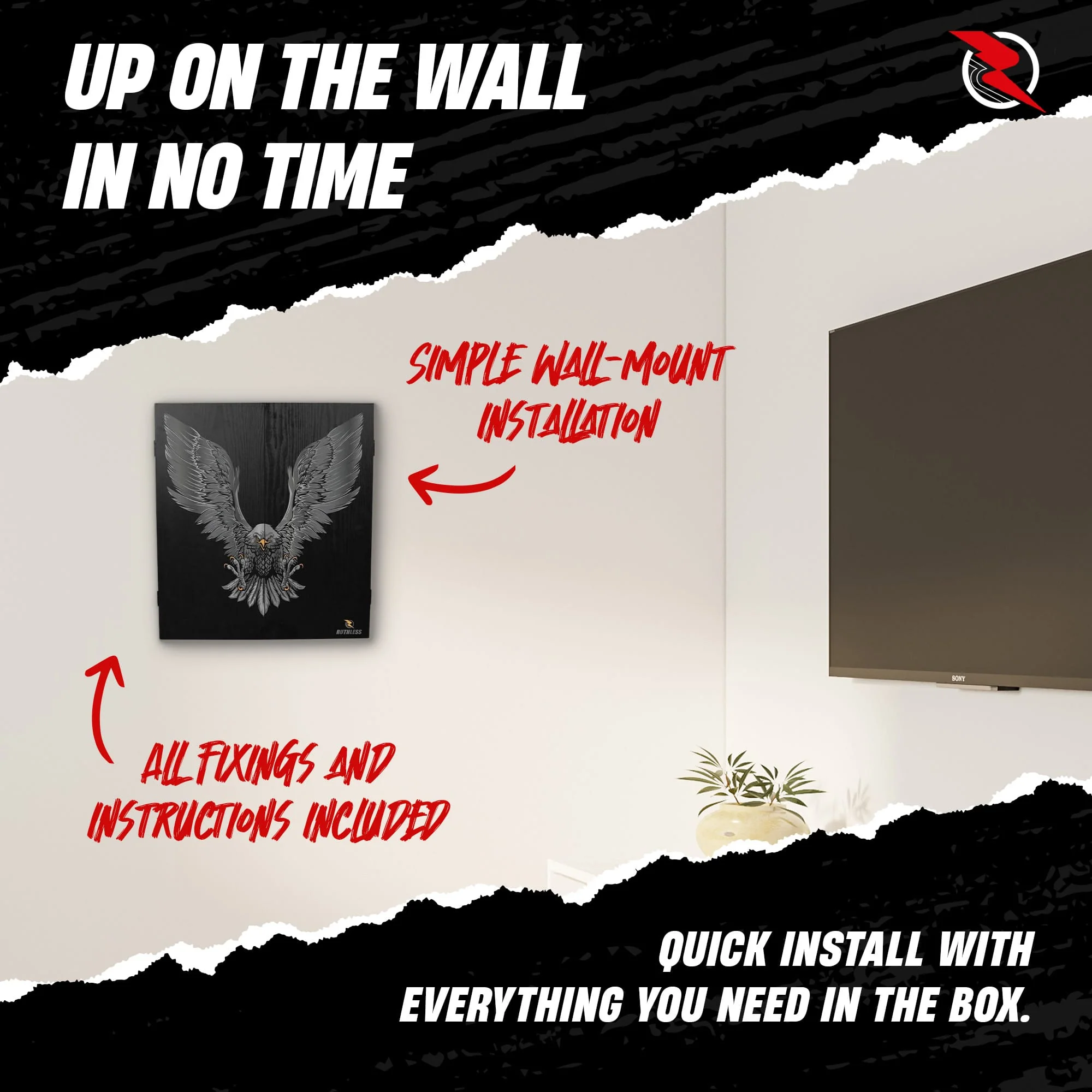 Ruthless Home Darts Centre - Cabinet with USB Light - Eagle - Image 7