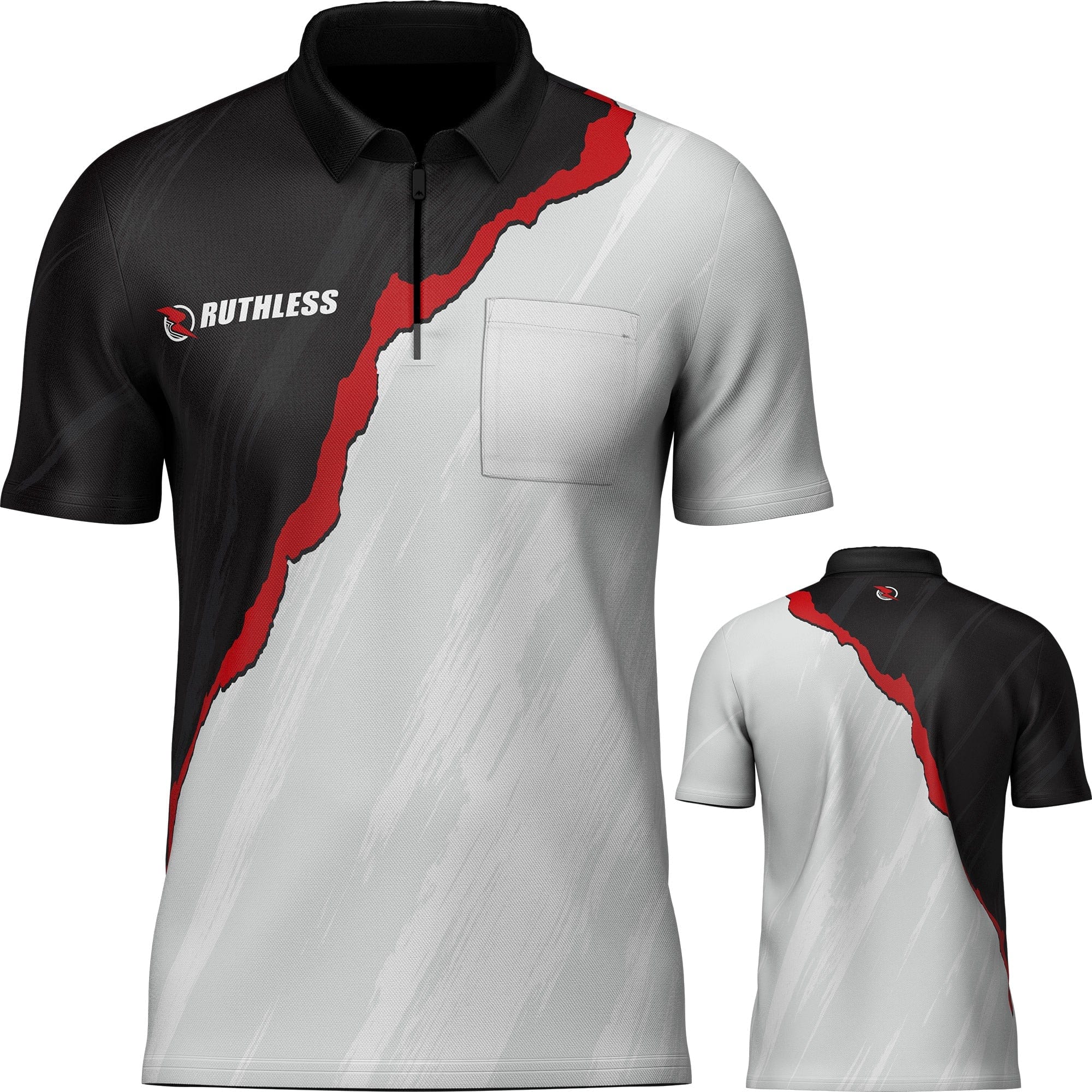 *Ruthless RipTorn ECO Dart Shirt - with Pocket - Black & Light Grey