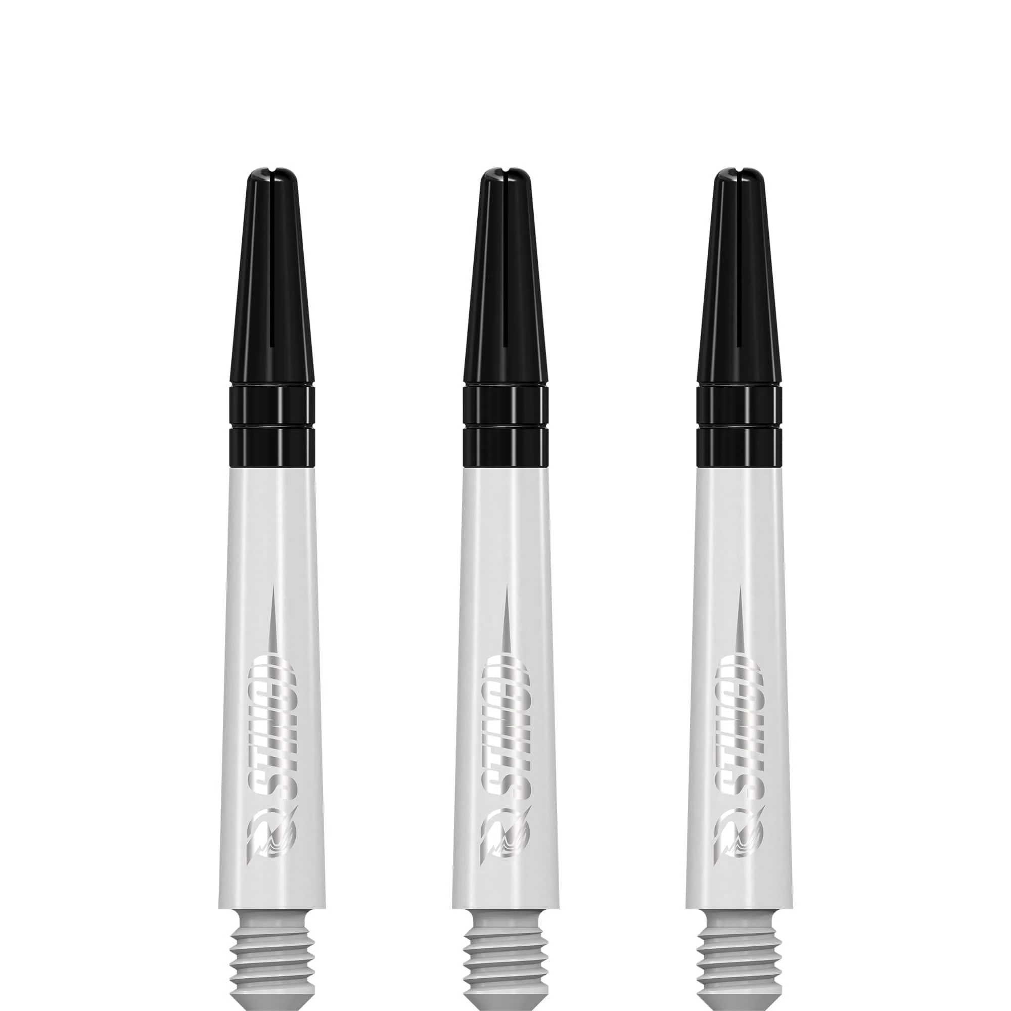 Ruthless Sting Dart Shafts - Polycarbonate - Solid White - Black Top - Image 4