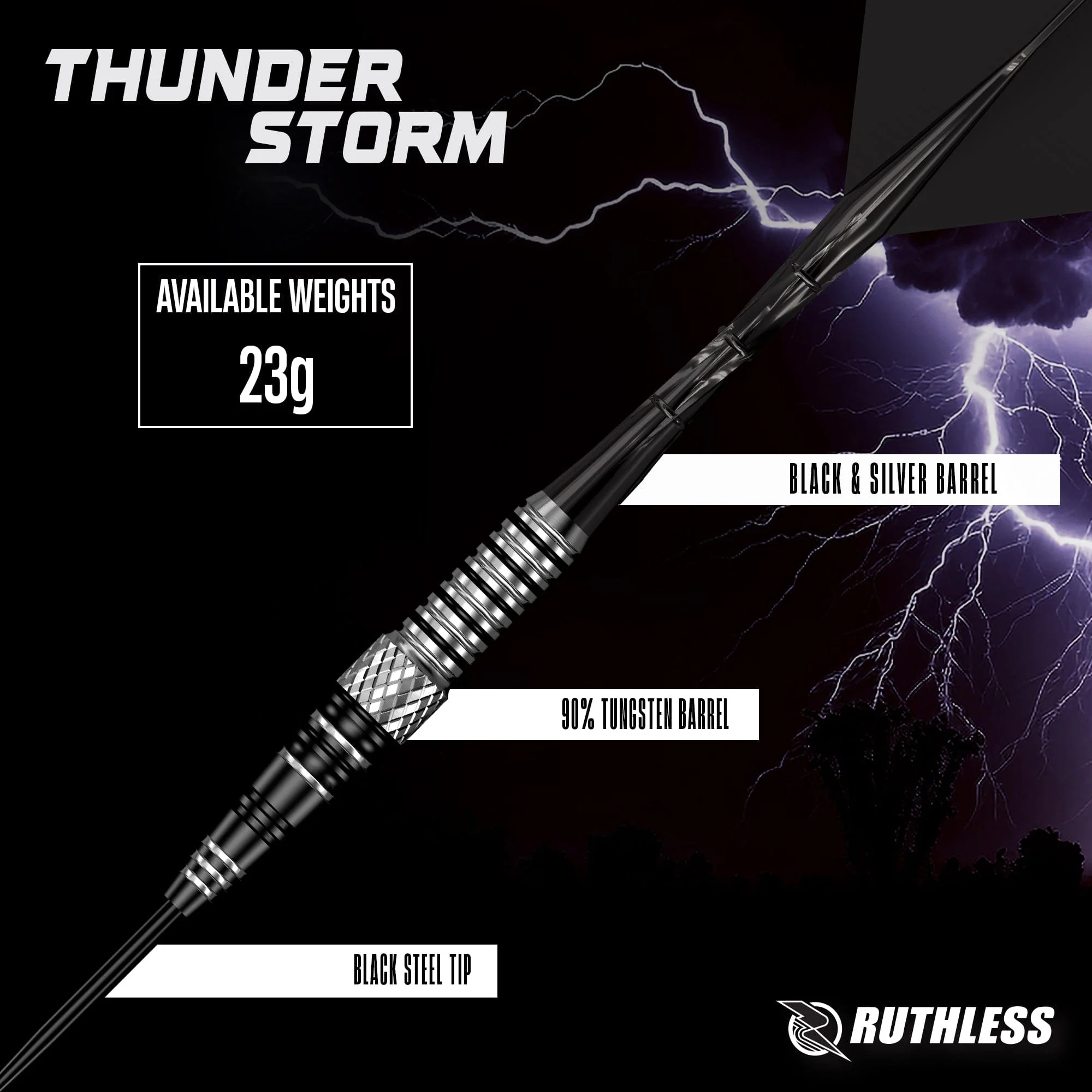 Ruthless Thunderstorm Darts - Steel Tip - 90% Tungsten - Image 3