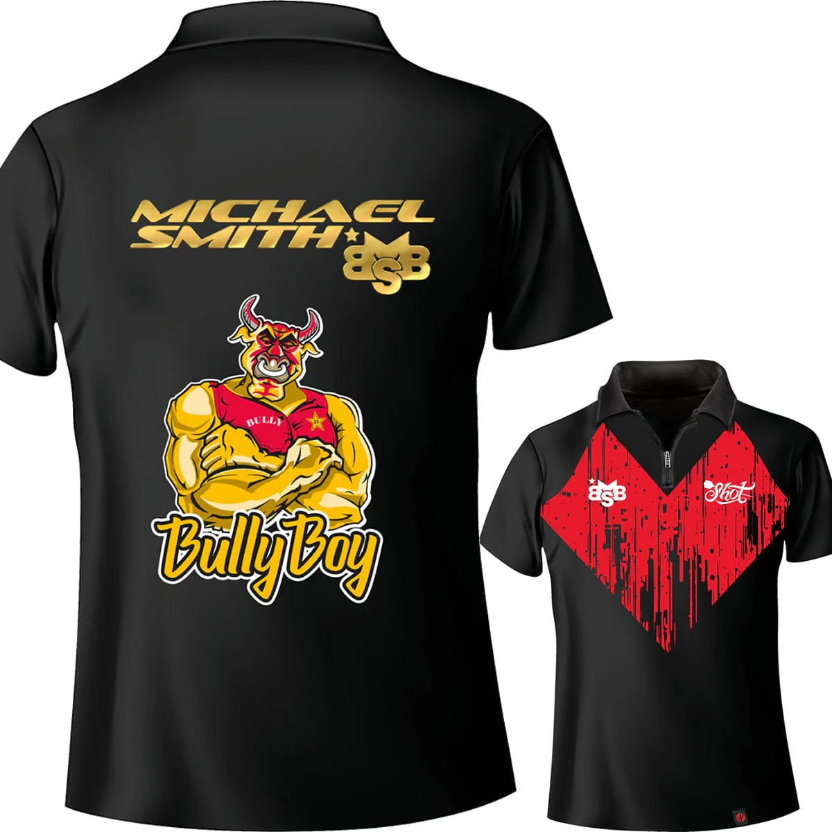 *Shot Michael Smith Dart Shirt - Training Kit - Bully Boy - Red V