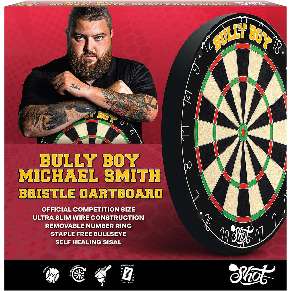 *Shot Michael Smith Dartboard - Entry Level - Round Wire - Bully Boy - Image 2