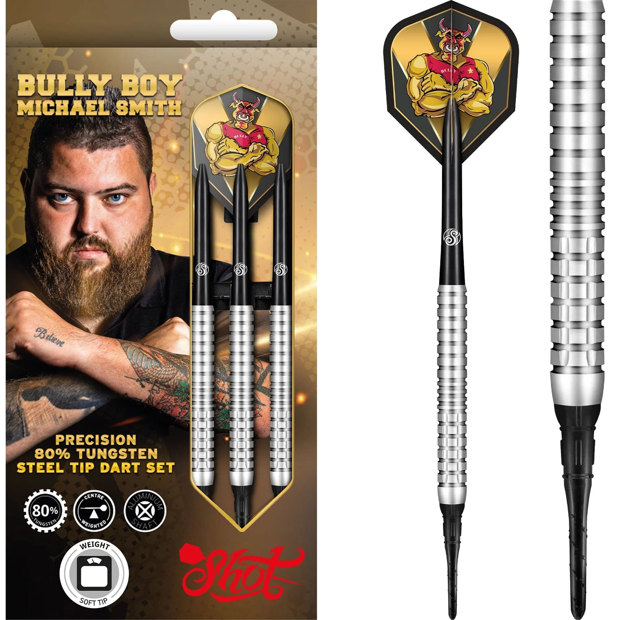 Shot Michael Smith Darts - Soft Tip Tungsten - Bully Boy - Precision