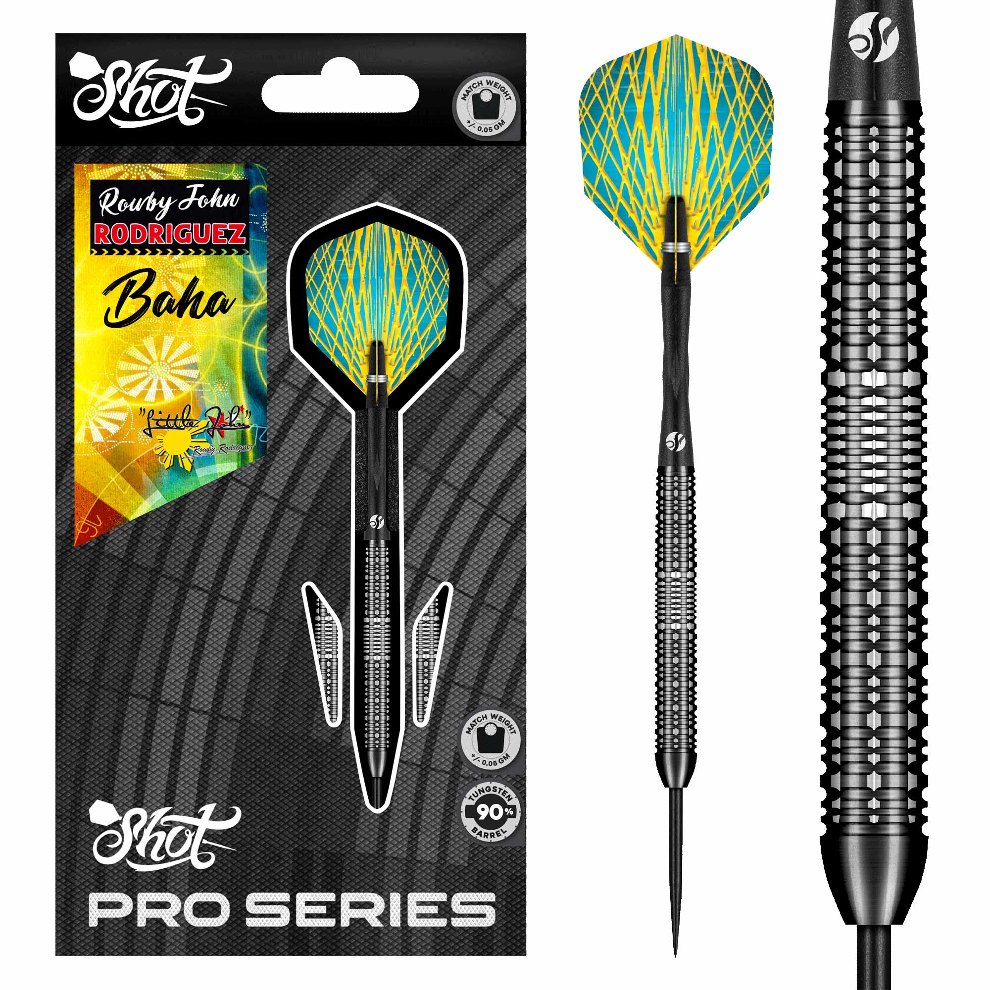 Shot Pro Series Darts - Steel Tip - 90% Tungsten - Rowby-John Rodriguez