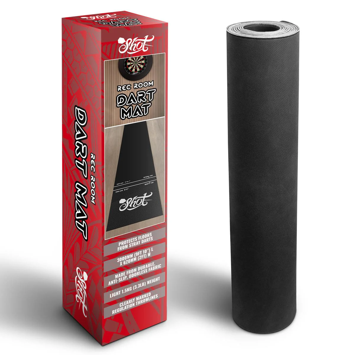 Shot Rec Room Dart Mat - Neoprene Rubber Mat - Shot Logo - Image 3
