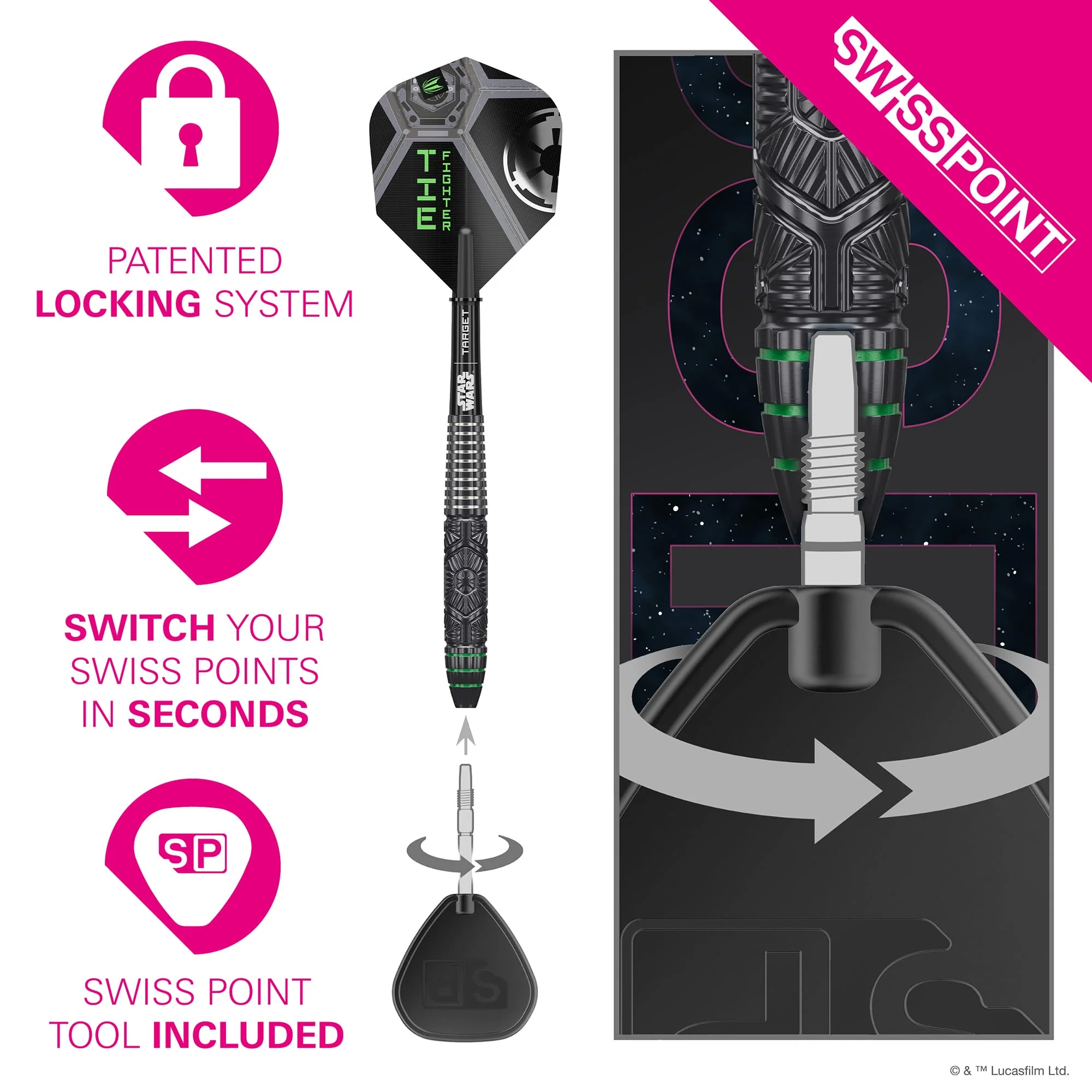 Target Star Wars Darts - Steel Tip - 90% Tungsten - Tie Fighter - Image 3