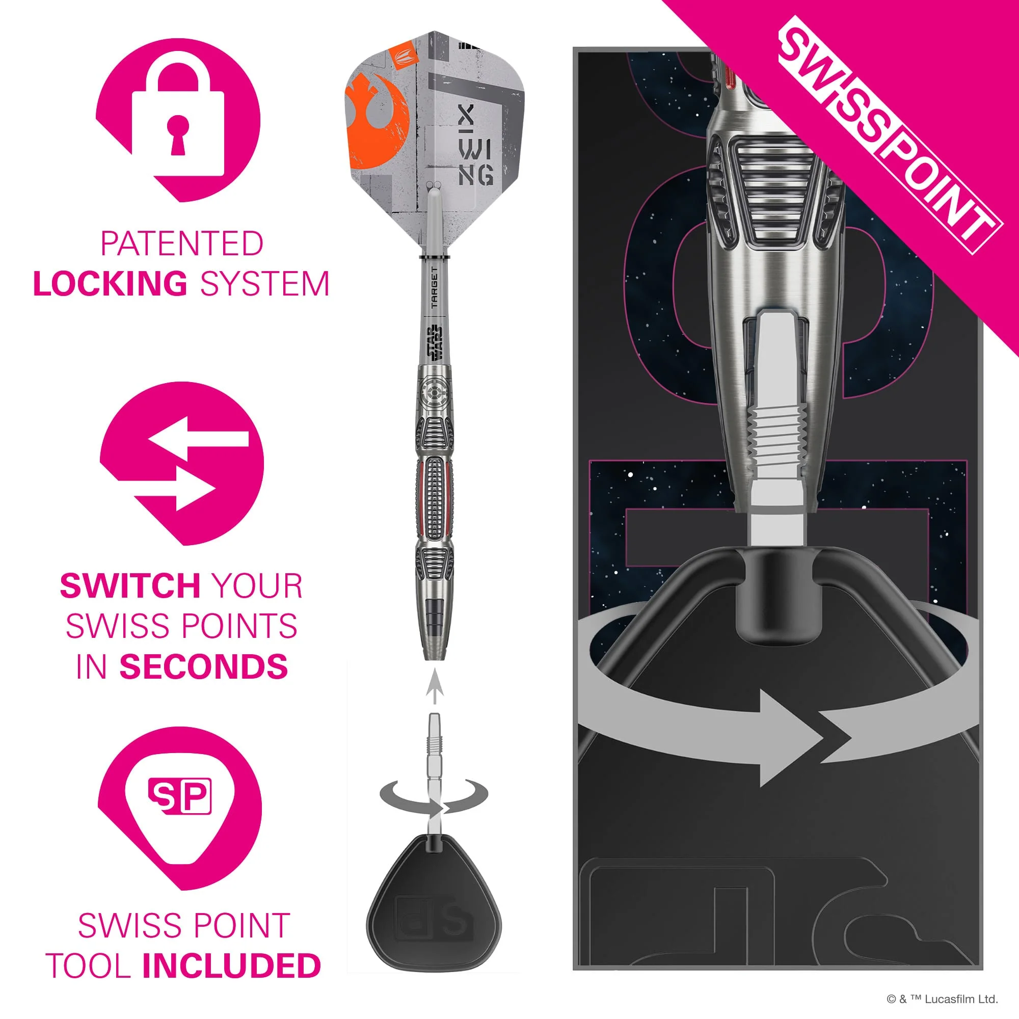 Target Star Wars Darts - Steel Tip - 90% Tungsten - X Wing - Image 3