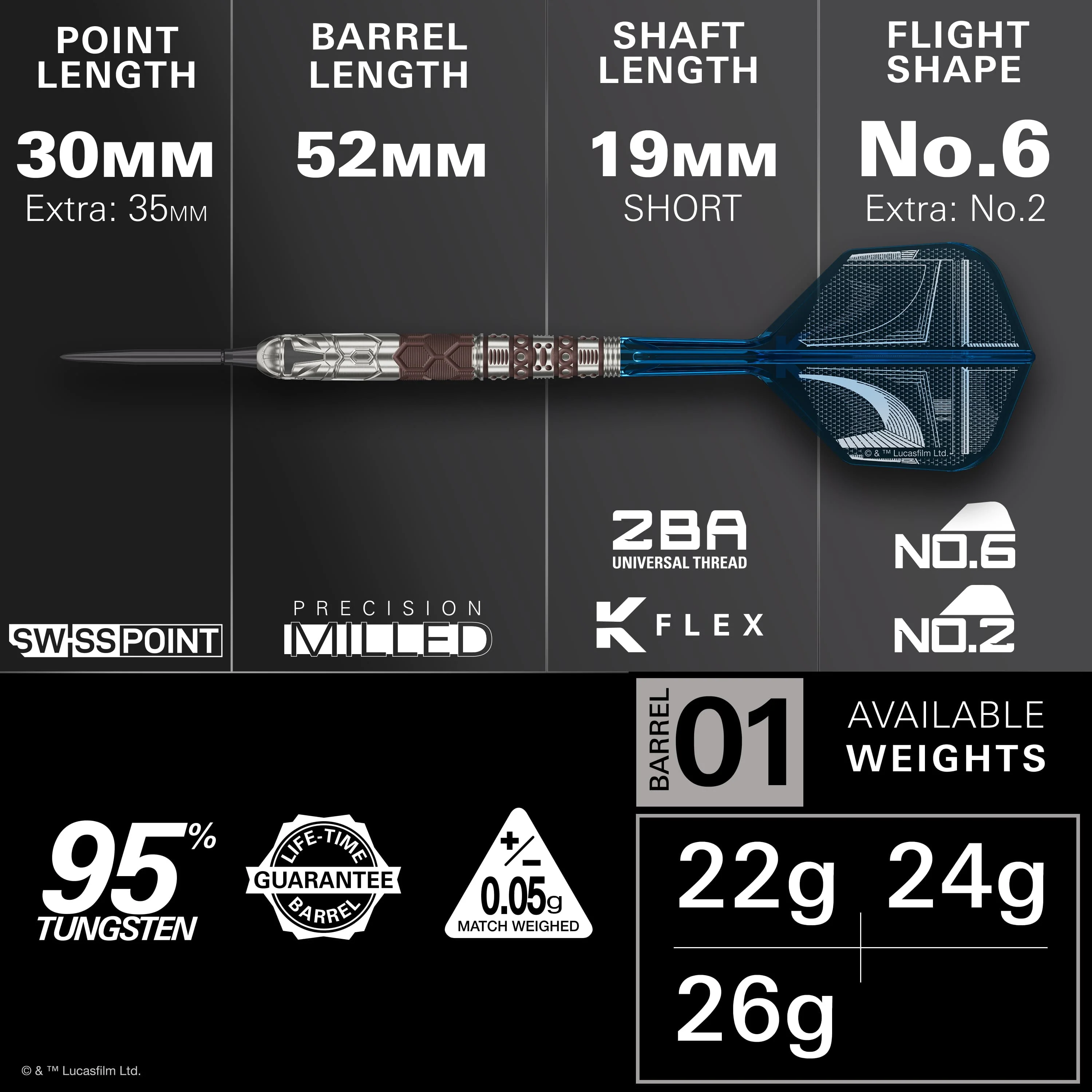 Target Star Wars Darts - Steel Tip - 95% Tungsten - The Mandalorian - Image 2
