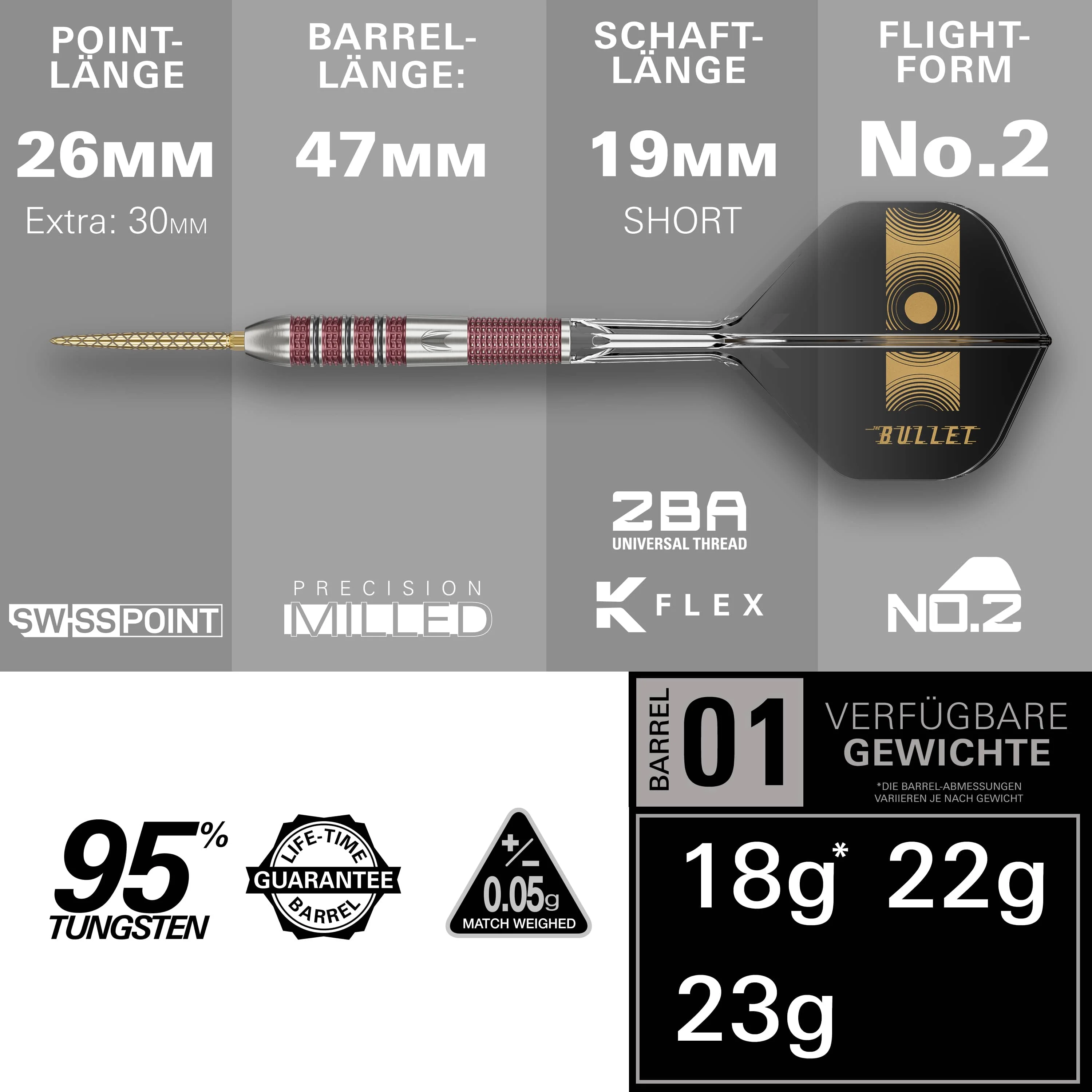 Target Stephen Bunting Darts - Steel Tip - 95% Tungsten - 95K - Image 3