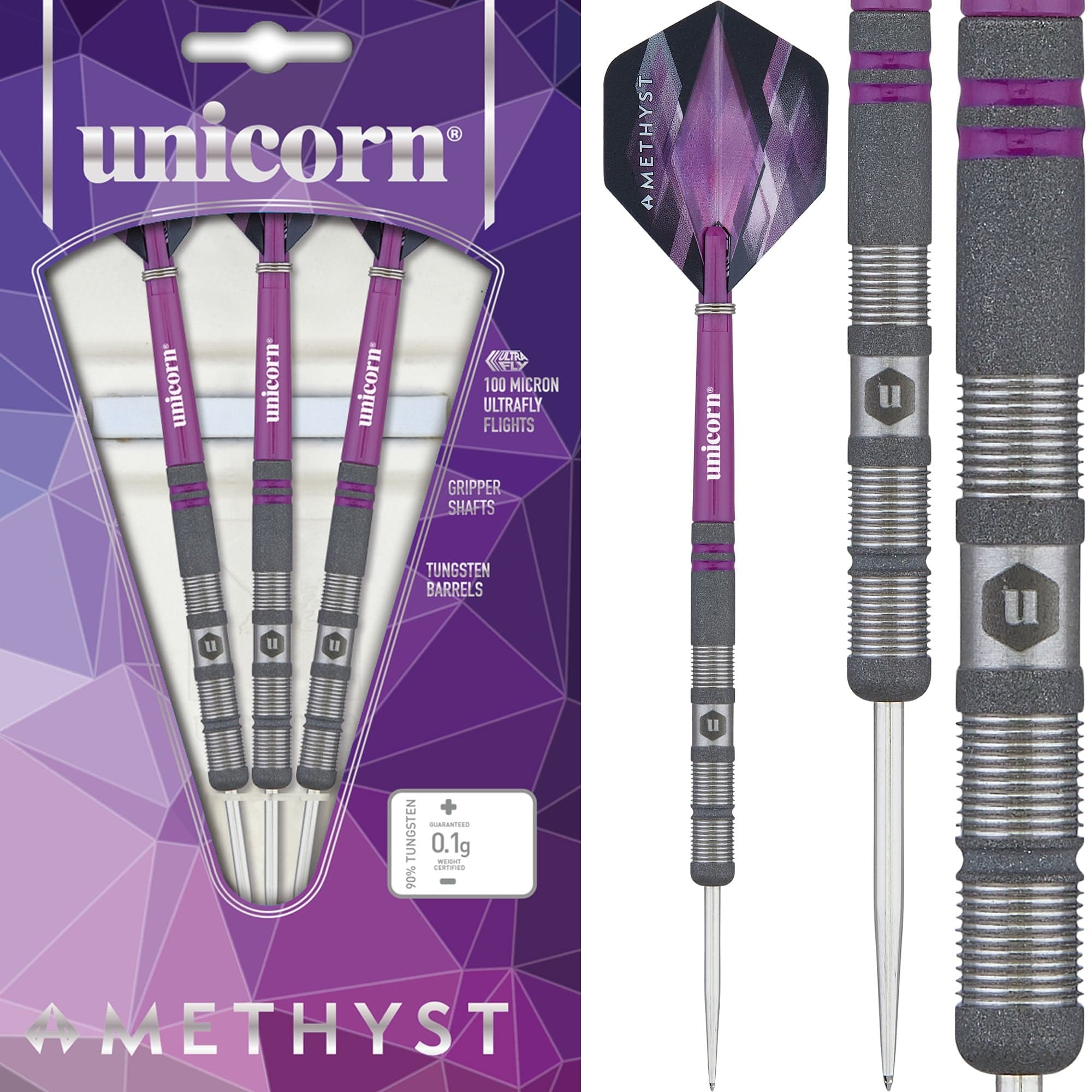 Unicorn Amethyst Darts - Steel Tip - Utech - Style 1 - Sandblasted - Image 2