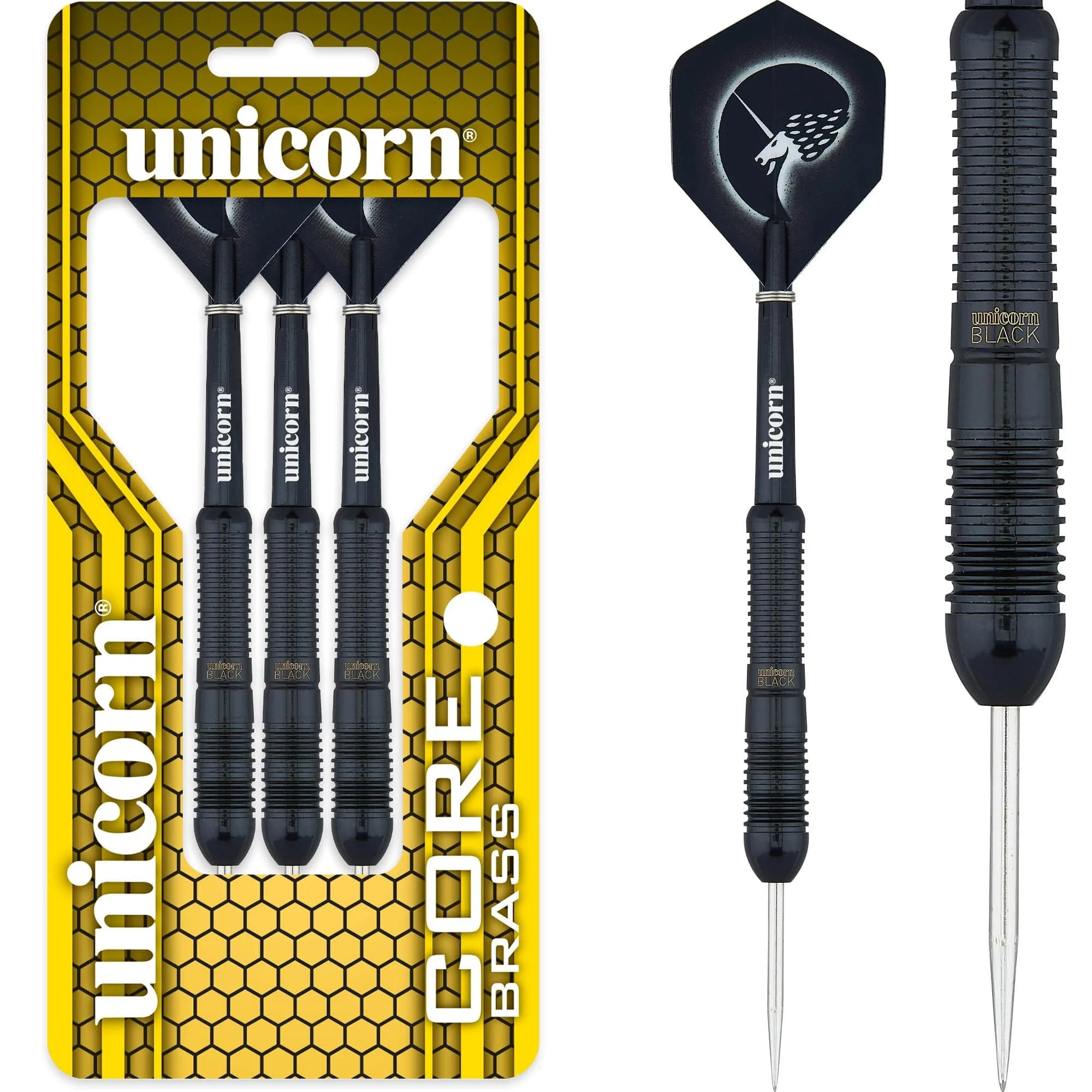 *Unicorn Core Brass Darts - Steel Tip - Style 2 - Black Brass
