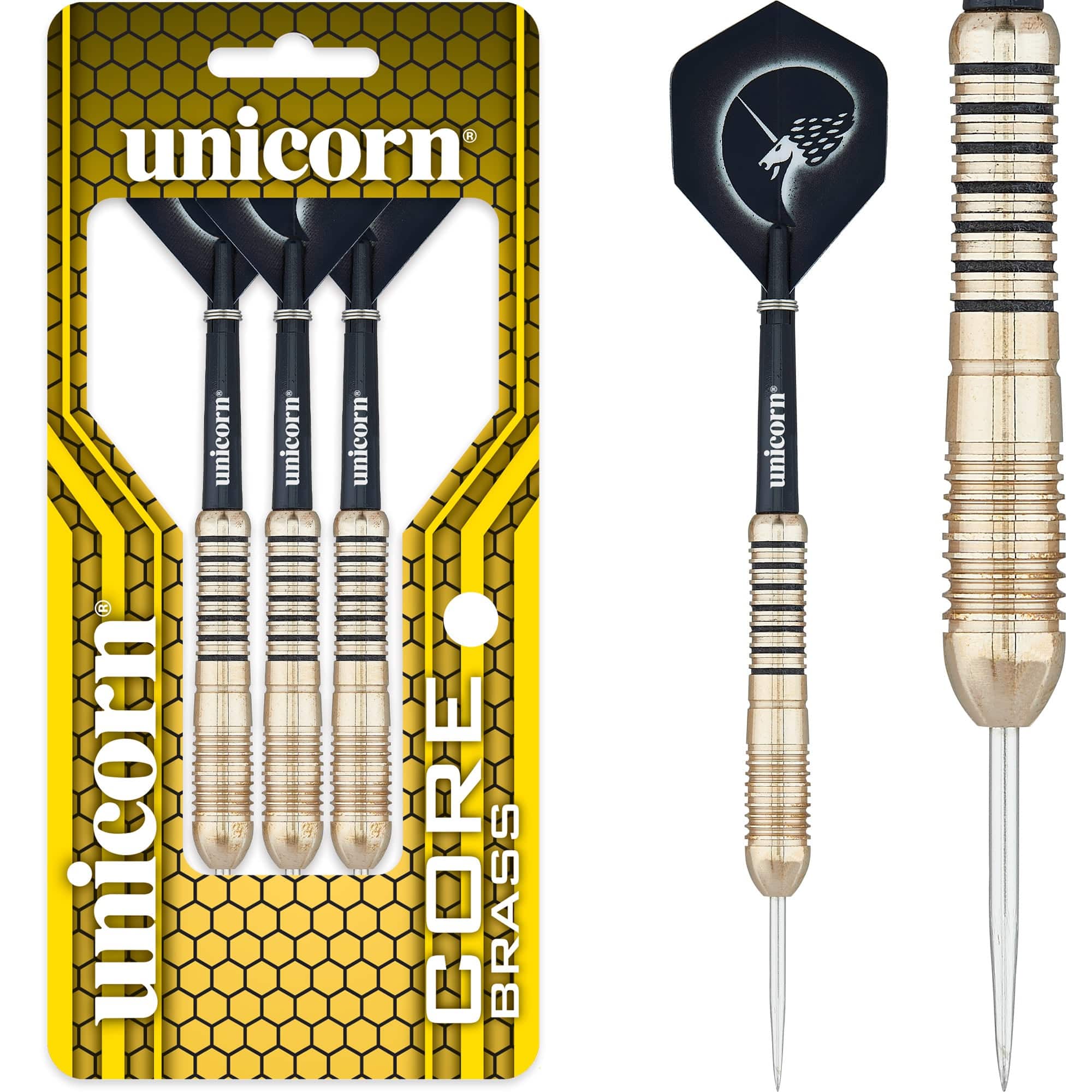 Unicorn Core Brass Darts - Steel Tip - Style 2 - Brass