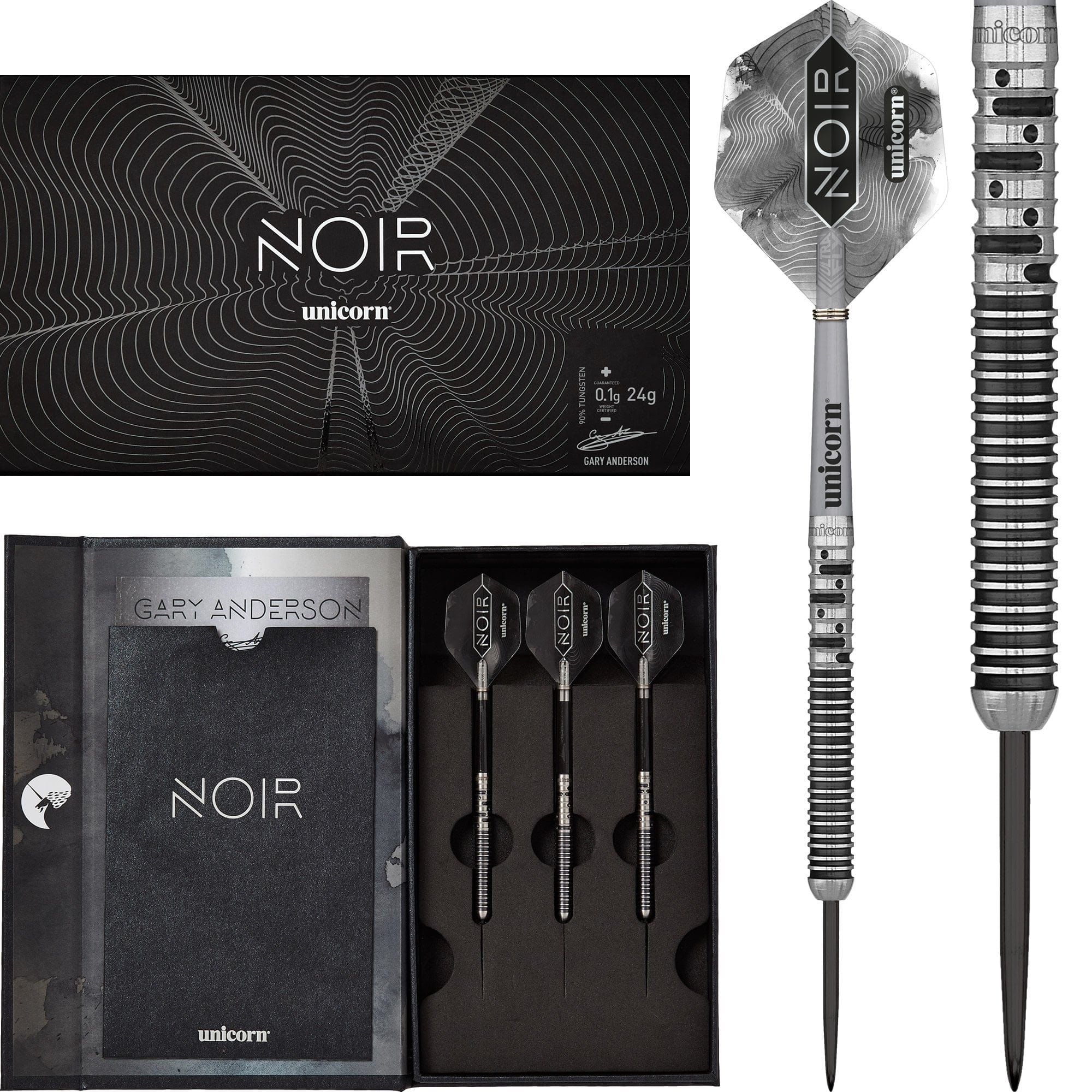 Unicorn Gary Anderson Darts - World Champion Steel Tip - Phase 5 - Noir