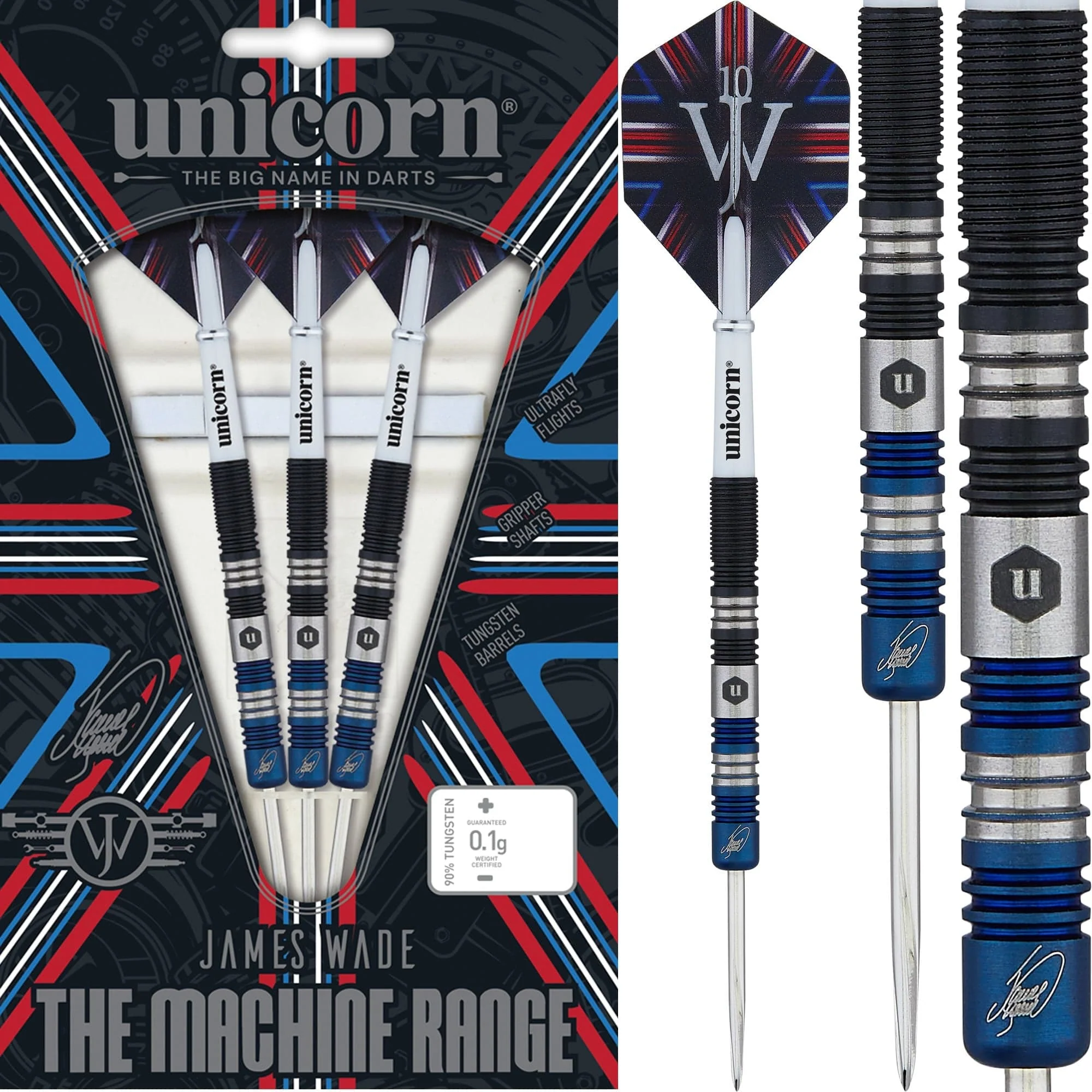 Unicorn James Wade Darts - Steel Tip - The Machine - Two Tone - Black & Blue - Image 2