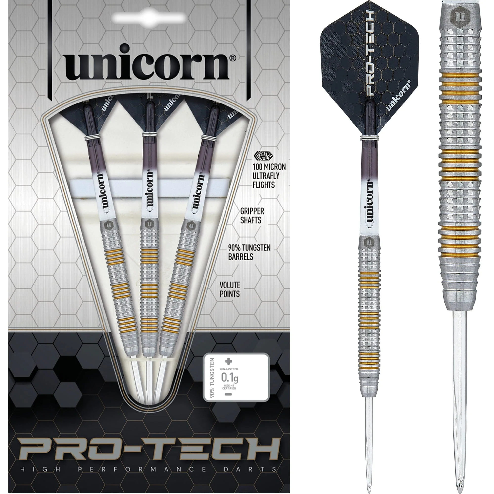 *Unicorn Protech Darts - Style 3 - Steel Tip - Gold Ring