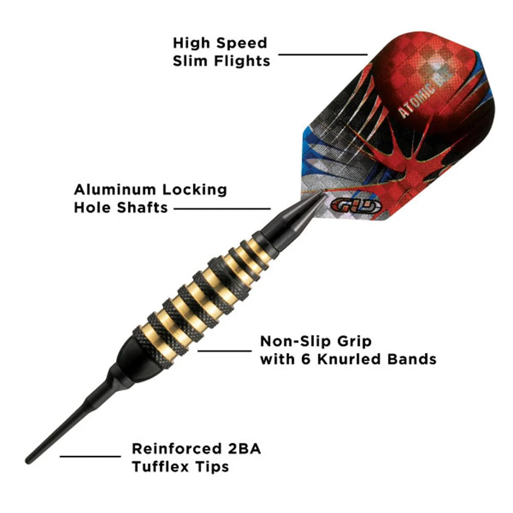 Viper Atomic Bee Darts - Soft Tip - Coated Alloy - Coloured Rings - Black - Image 3