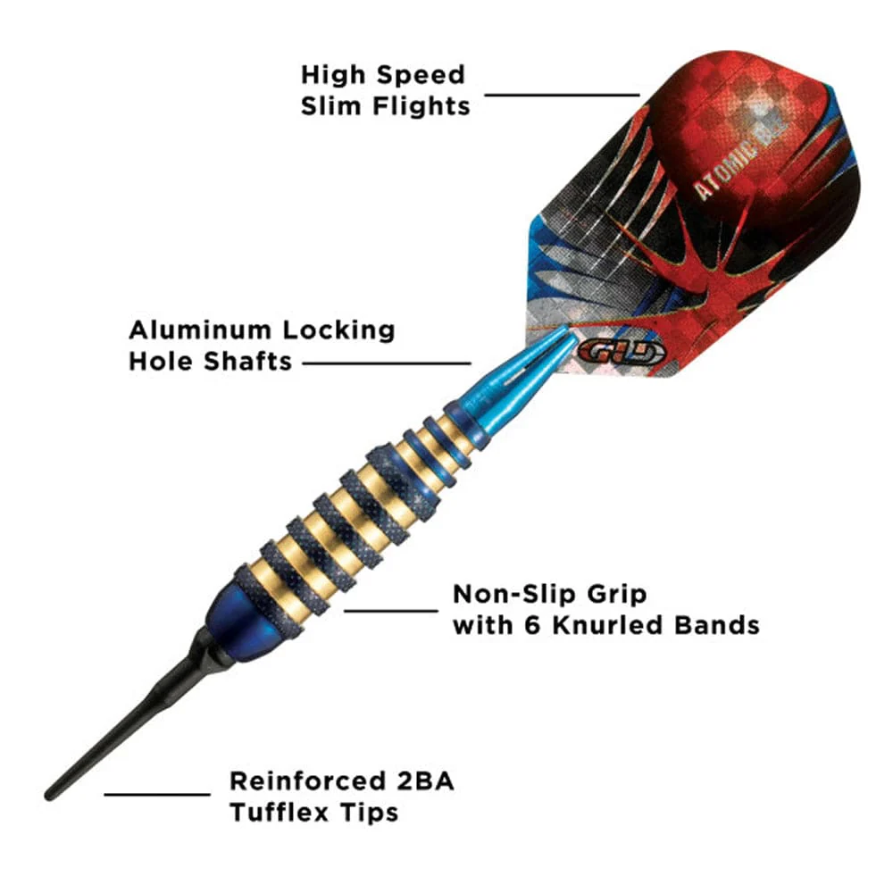 Viper Atomic Bee Darts - Soft Tip - Coated Alloy - Coloured Rings - Blue - Image 3