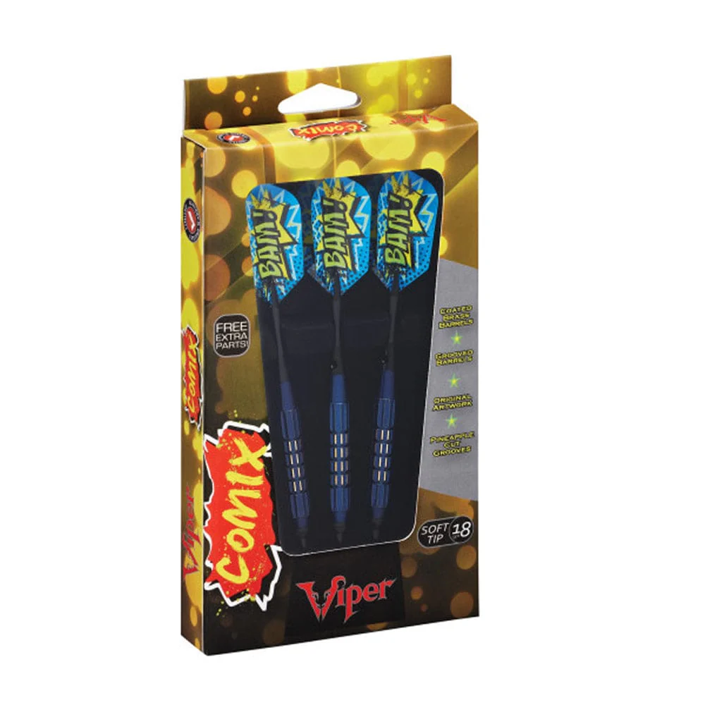 Viper Comix Darts - Soft Tip - Coated Alloy - Cut Grooves - inc Extras - Blue - Image 6
