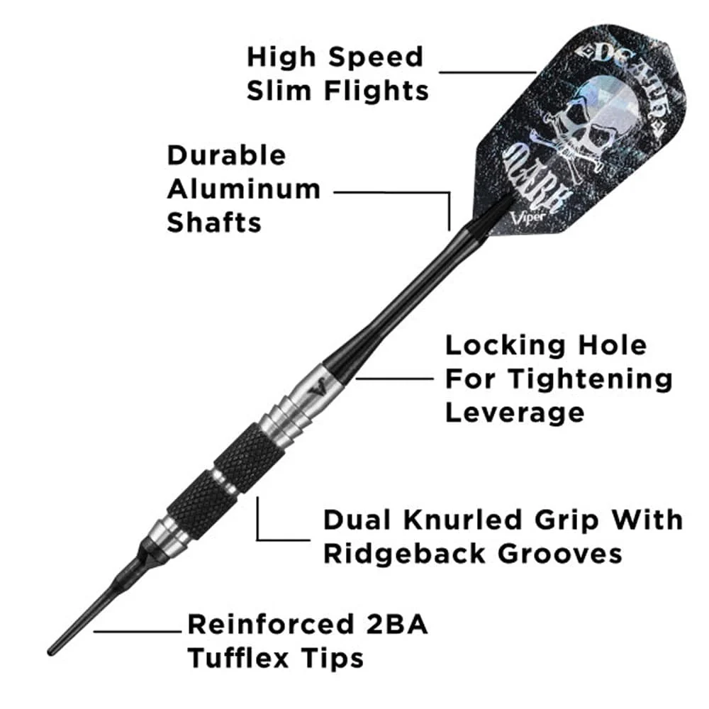 Viper Desperado Darts - Soft Tip - 80% - inc Extras - D3 - Twin-Knurl - Black - Image 2