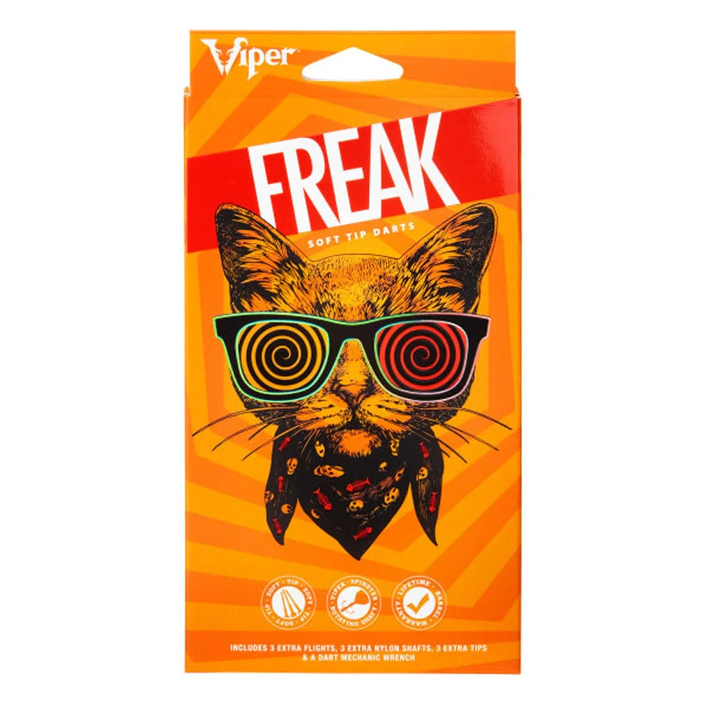 Viper The Freak Darts - Soft Tip - Nickel Silver - with Spinster Shafts - F1 - Black Tri-Knurl - Image 7